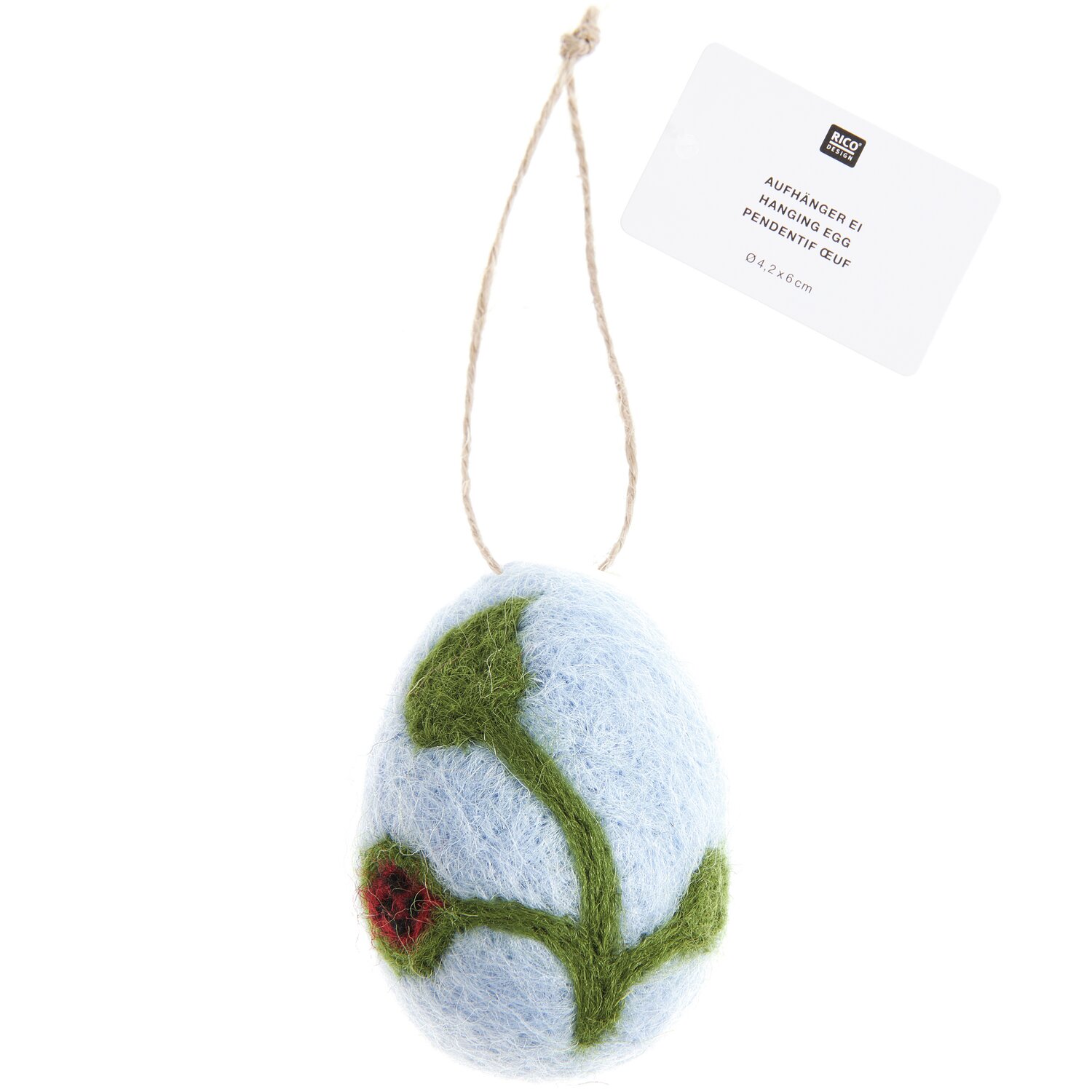 Aufhänger Filz-Ei Marienkäfer Blau Ø4,5x6cm von Rico Design