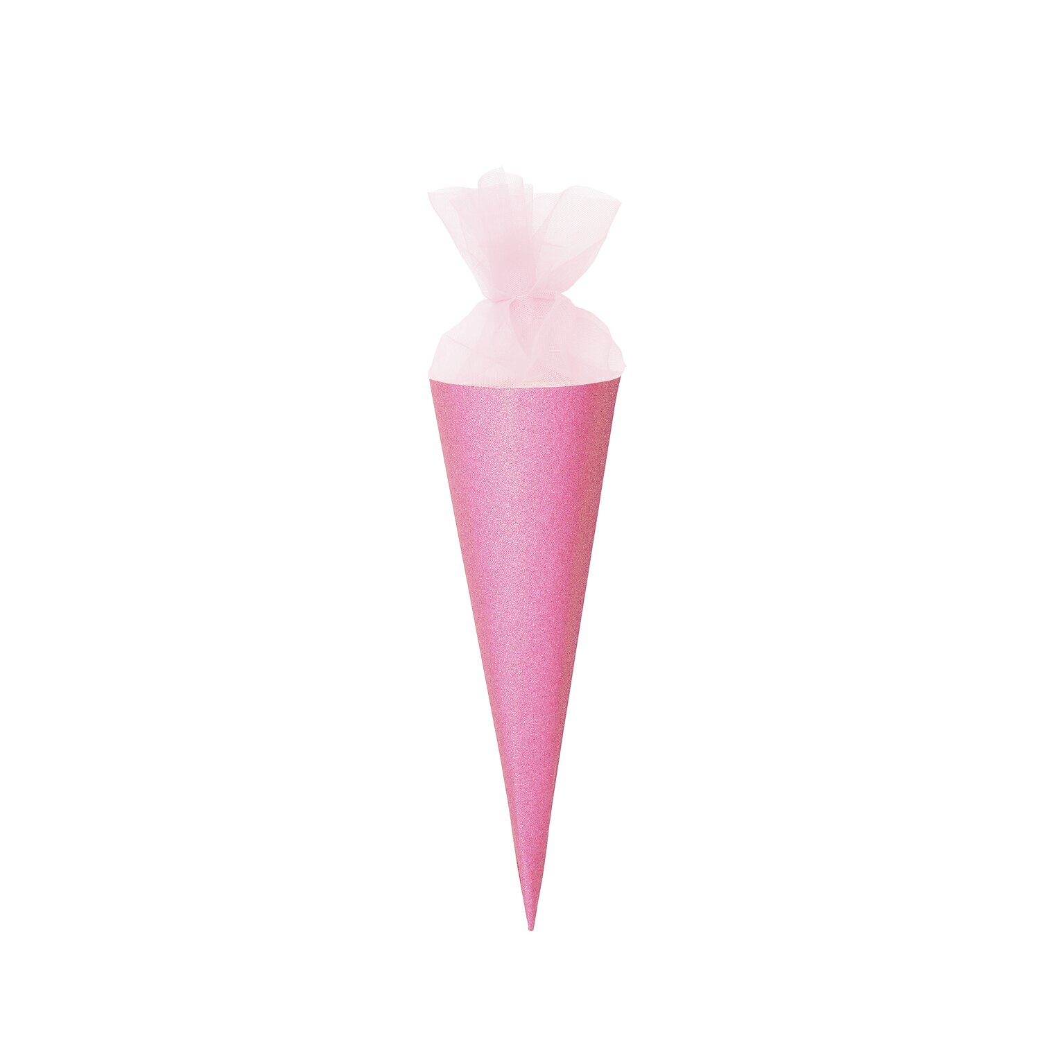 Schultüte Rohling mit Tüllverschluss und Glitter 35cm Farbe Pink von Rico Design Schultüte Rohling mit Tüllverschluss und Glitter, 35cm, von Rico Design in leuchtendem Pink.