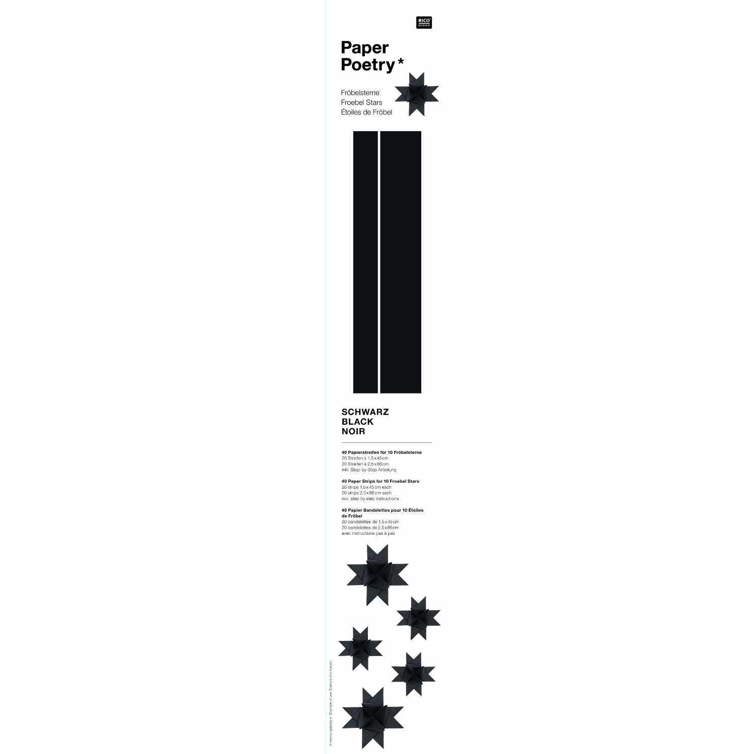 Fröbelstreifen schwarz 120g/m² 40 Stück von Rico Design
