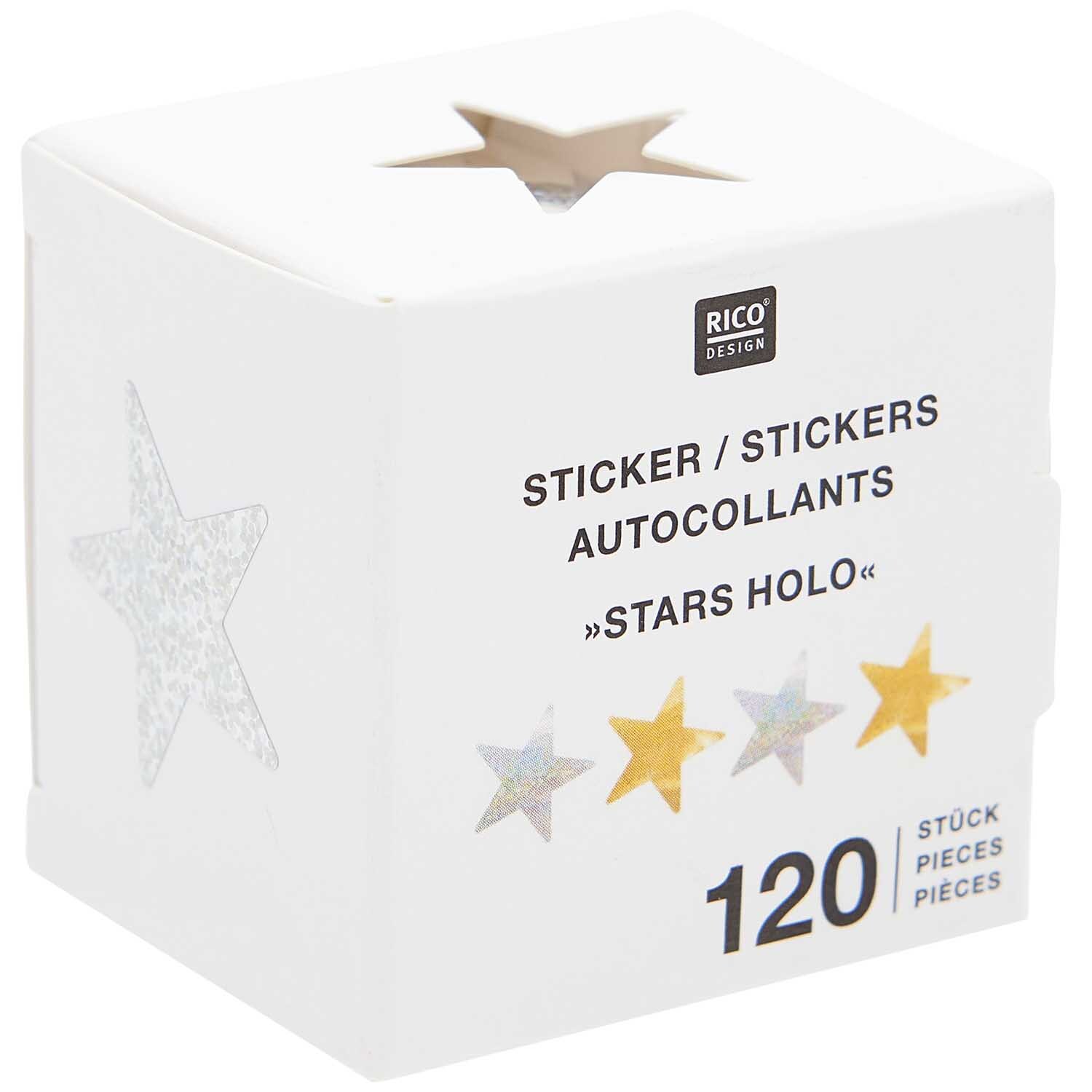Paper Poetry Mini-Sticker Sterne holografisch Gold-Silber auf der Rolle 120 Stück von Rico Design