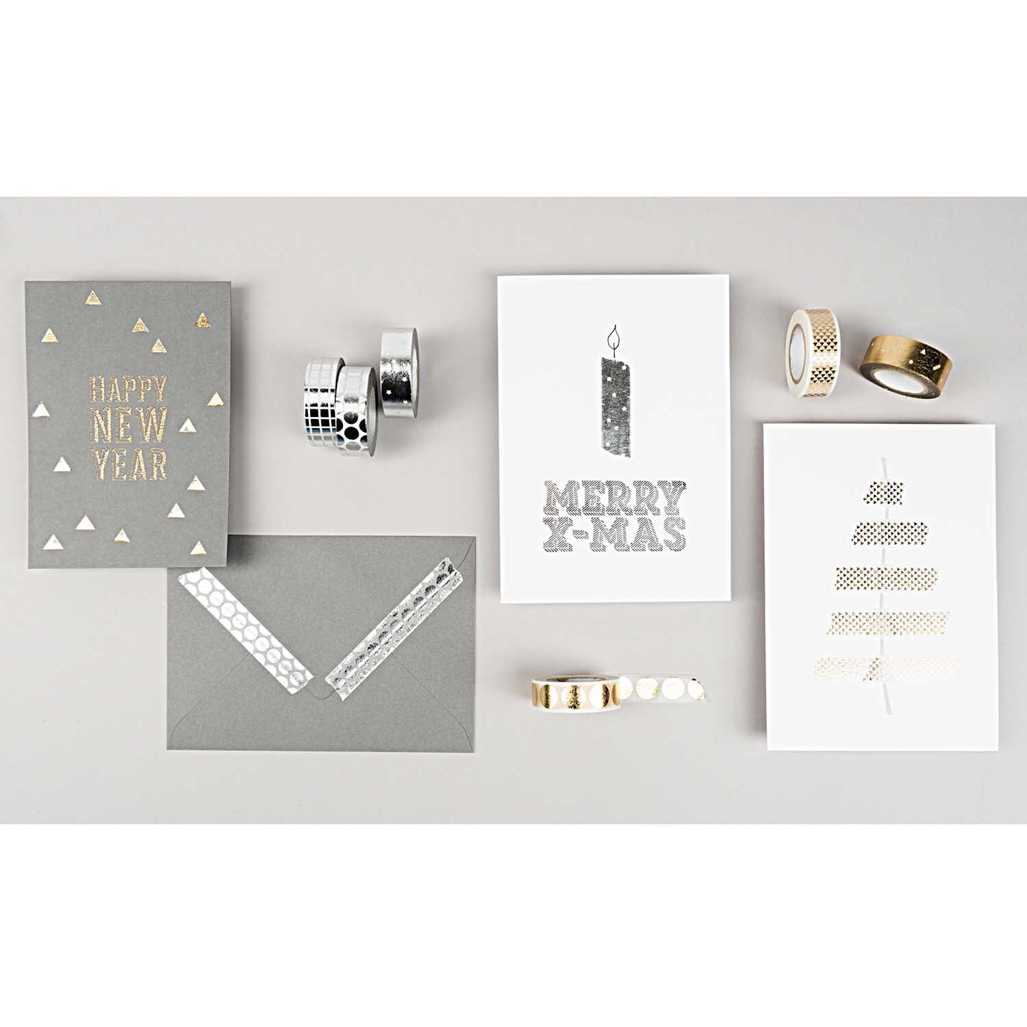 Paper Poetry Kartenset Basic weiß-grau C7 mit 36 Teilen, ideal für festliche Anlässe, von Rico Design.