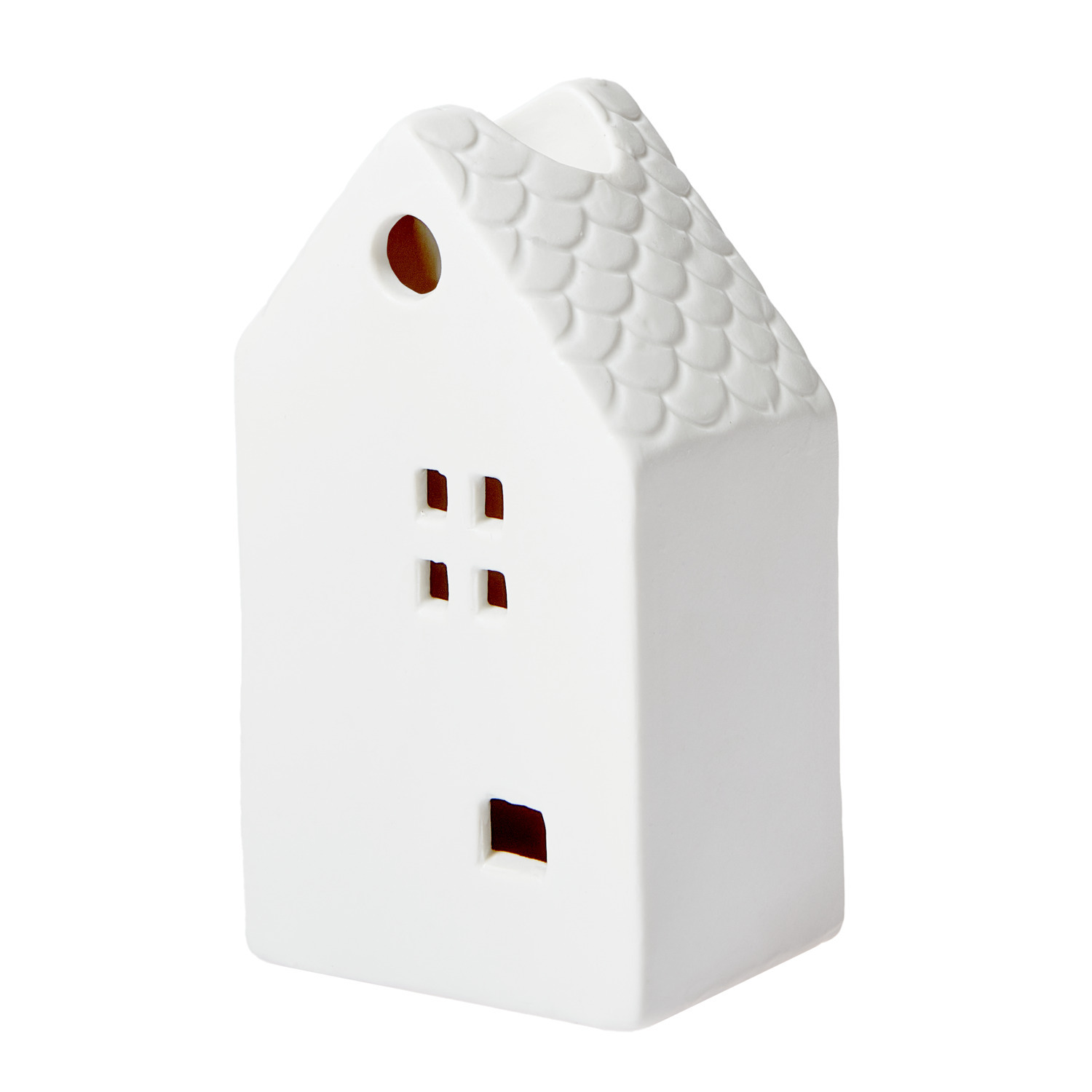 Porzellan Kerzenhalter Haus Weiß 10,5x4,5x6cm von Rico Design