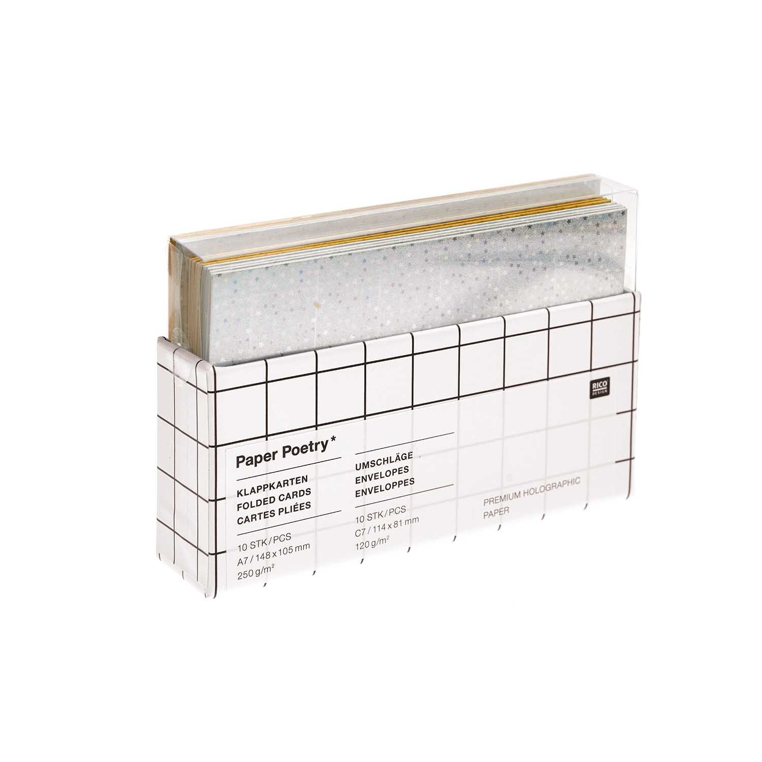 Paper Poetry Kartenset Sterne gold/silber A7/C7 20-teilig von Rico Design