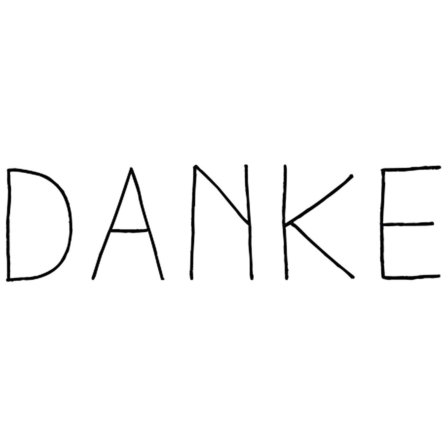 Stempel Danke 5x2cm von Rico Design zeigt das Wort "Danke" in klarer, schwarzer Schrift.