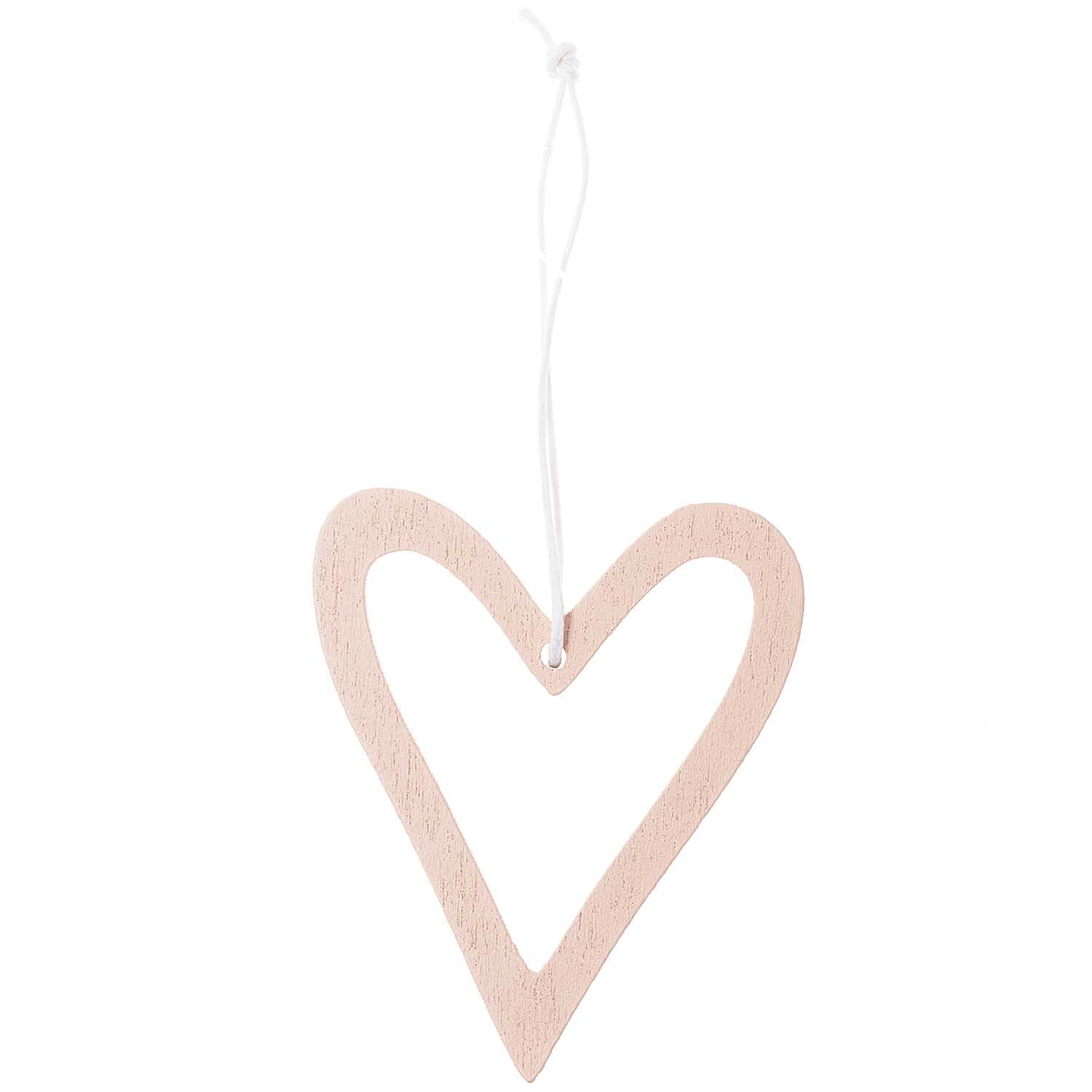Holzhänger Herz offen puder von Rico Design: Offenes Herz aus Holz in zartem Rosa, ideal als Dekoration.