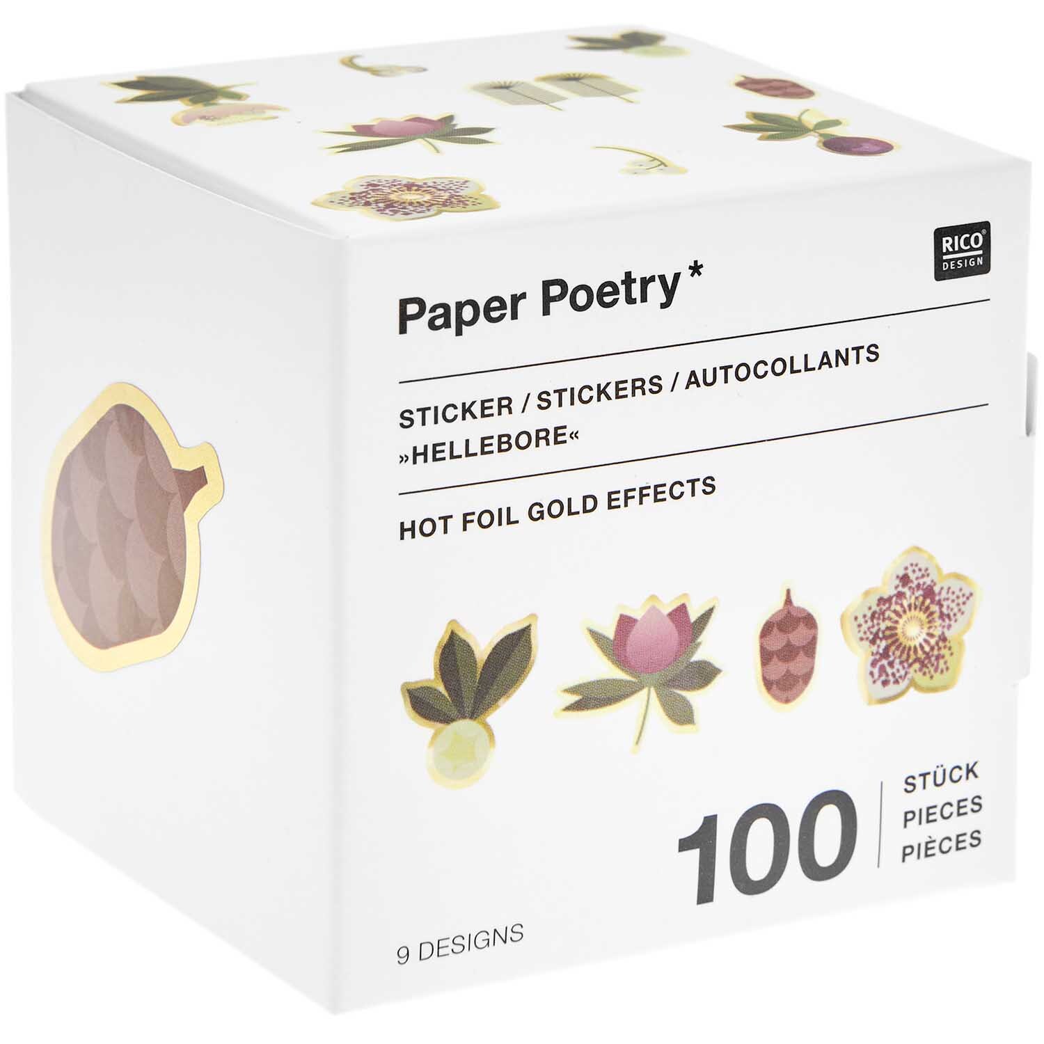 Paper Poetry Sticker Christmas Rocks! Helleborus Ø 5cm 100 Stück auf der Rolle von Rico Design