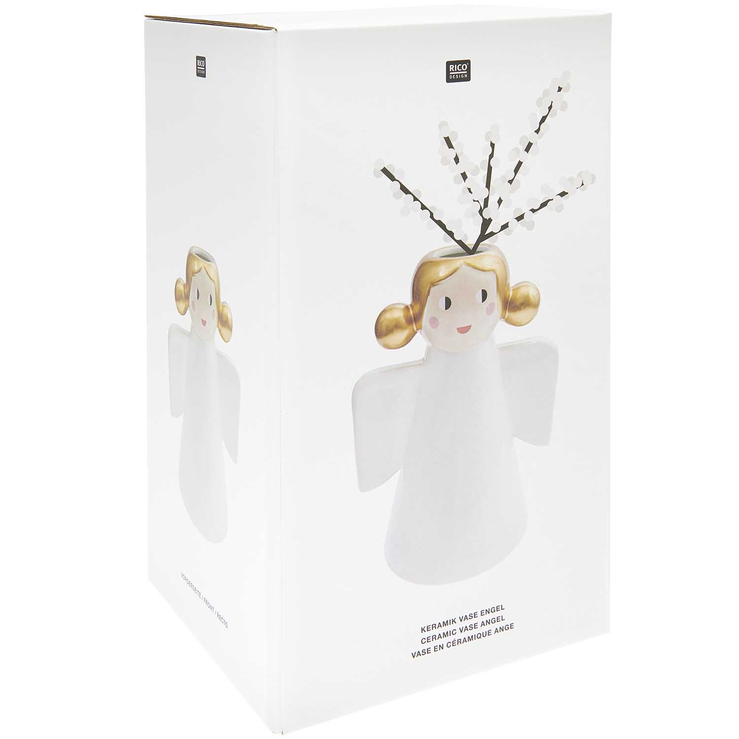 Keramik Vase Engel weiß 26,5cm von Rico Design