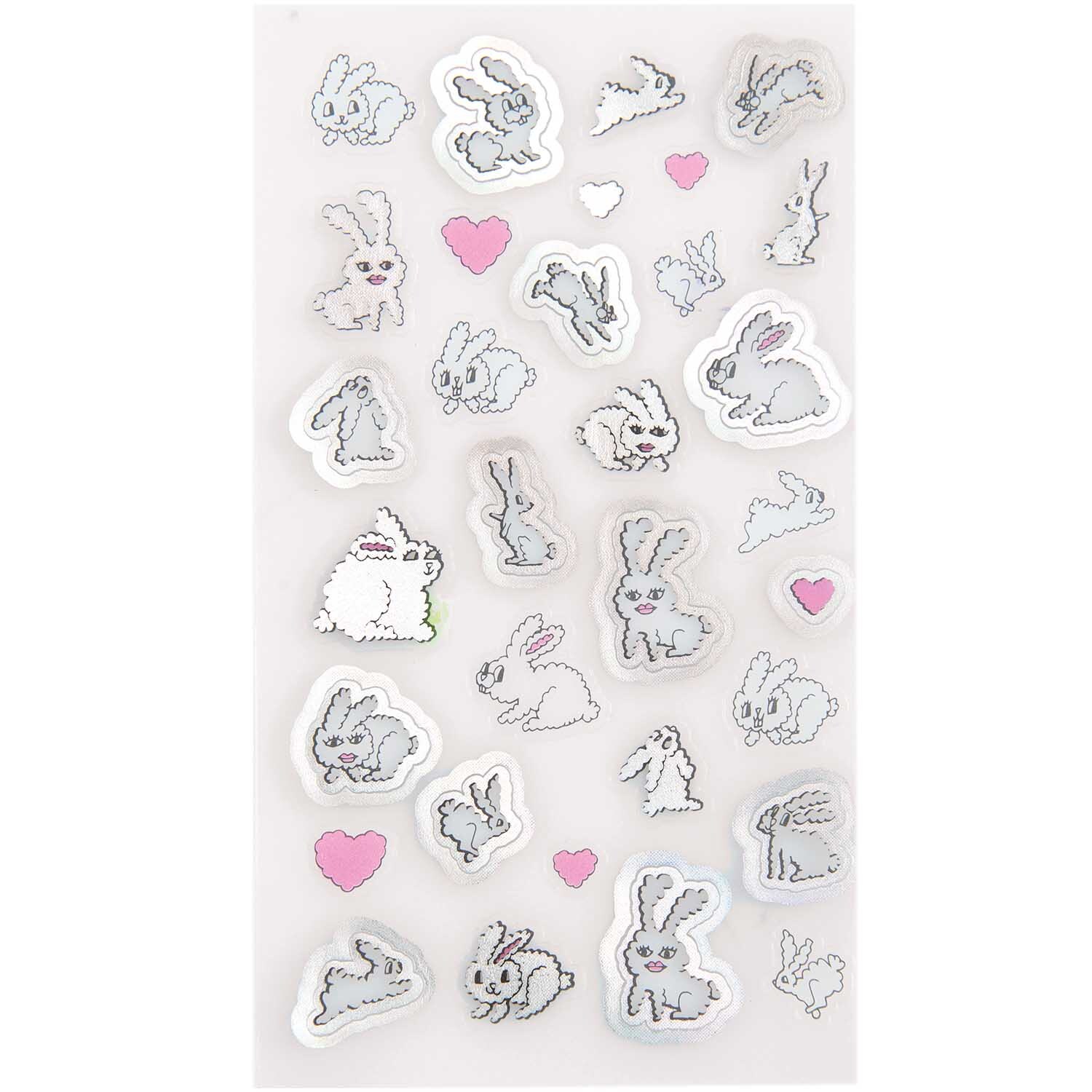 Paper Poetry Foliensticker Futschikato Hasen: Niedliche Hasensticker in Weiß und Rosa, ideal für kreative Bastelprojekte.