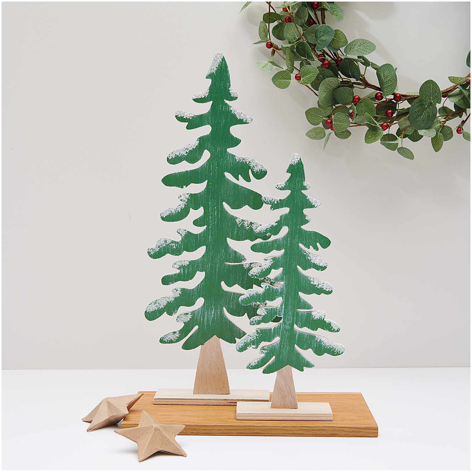 Holztanne mit Schnee grün von Rico Design