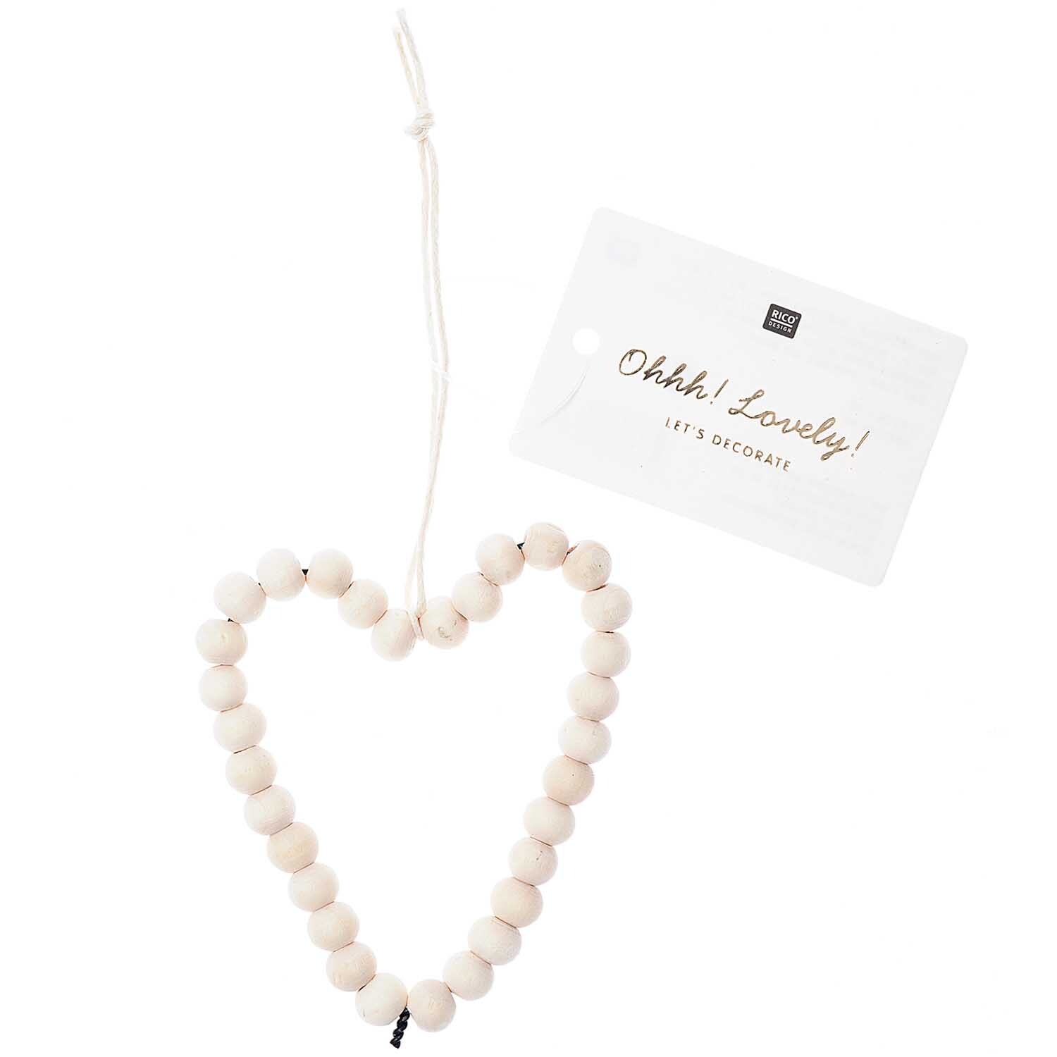 Pendentif perles coeur grand bois from Rico Design