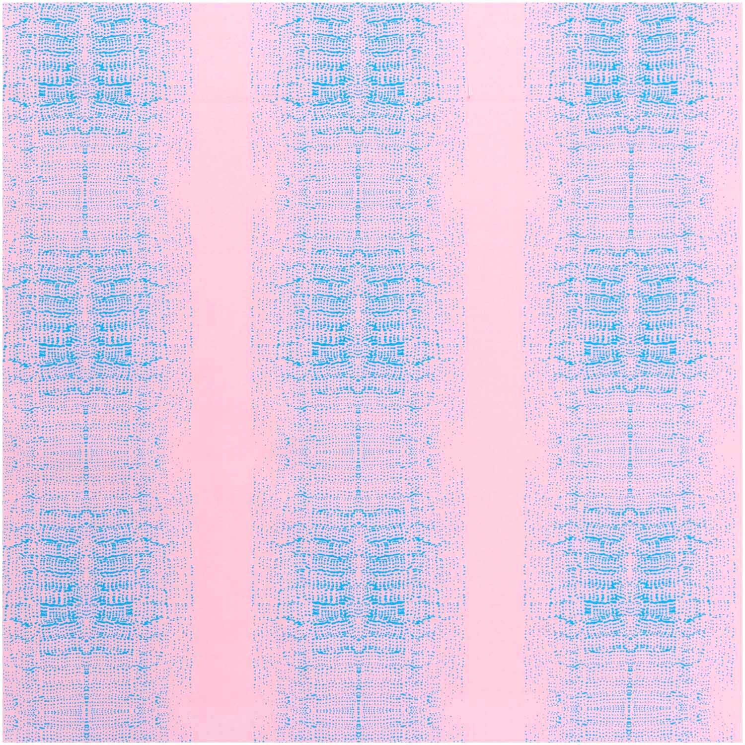 Meterware Druckstoff Muster bonbonrosa-azur zeigt ein geometrisches Design in Rosa und Azurblau von Rico Design.