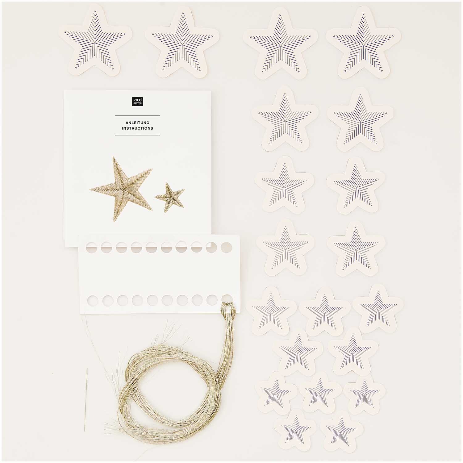 Stick and Stitch Stickpackung Sterne vorgezeichnet von Rico Design