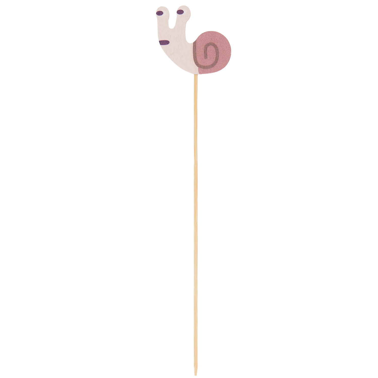 Holzpicker Schnecke Puder-braun von Rico Design: Ein dekorativer Holzstab mit Schneckenmotiv, ideal für kreative Bastelprojekte. Maße: 45x245mm.