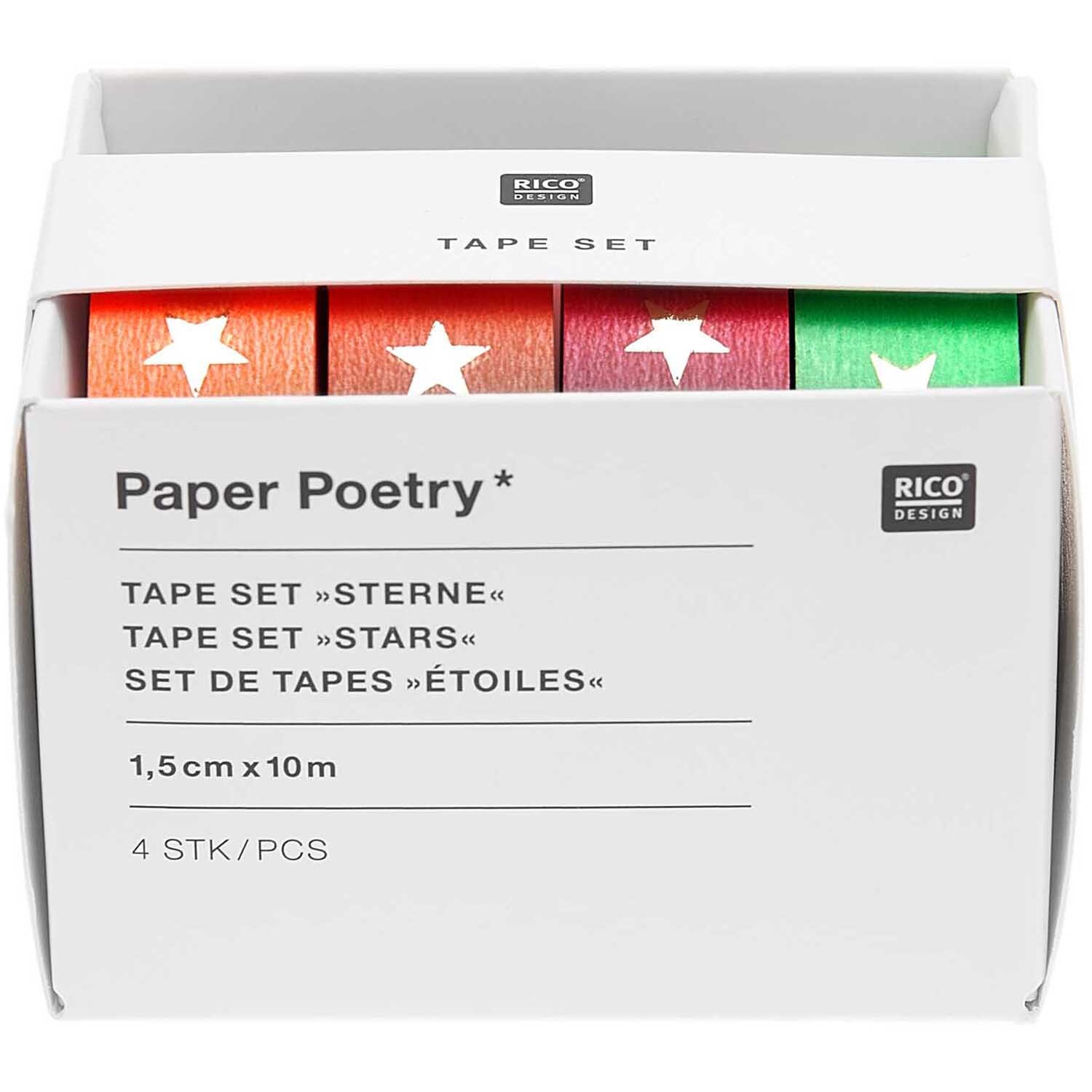 Paper Poetry Tape Set Sterne neon 4-teilig von Rico Design