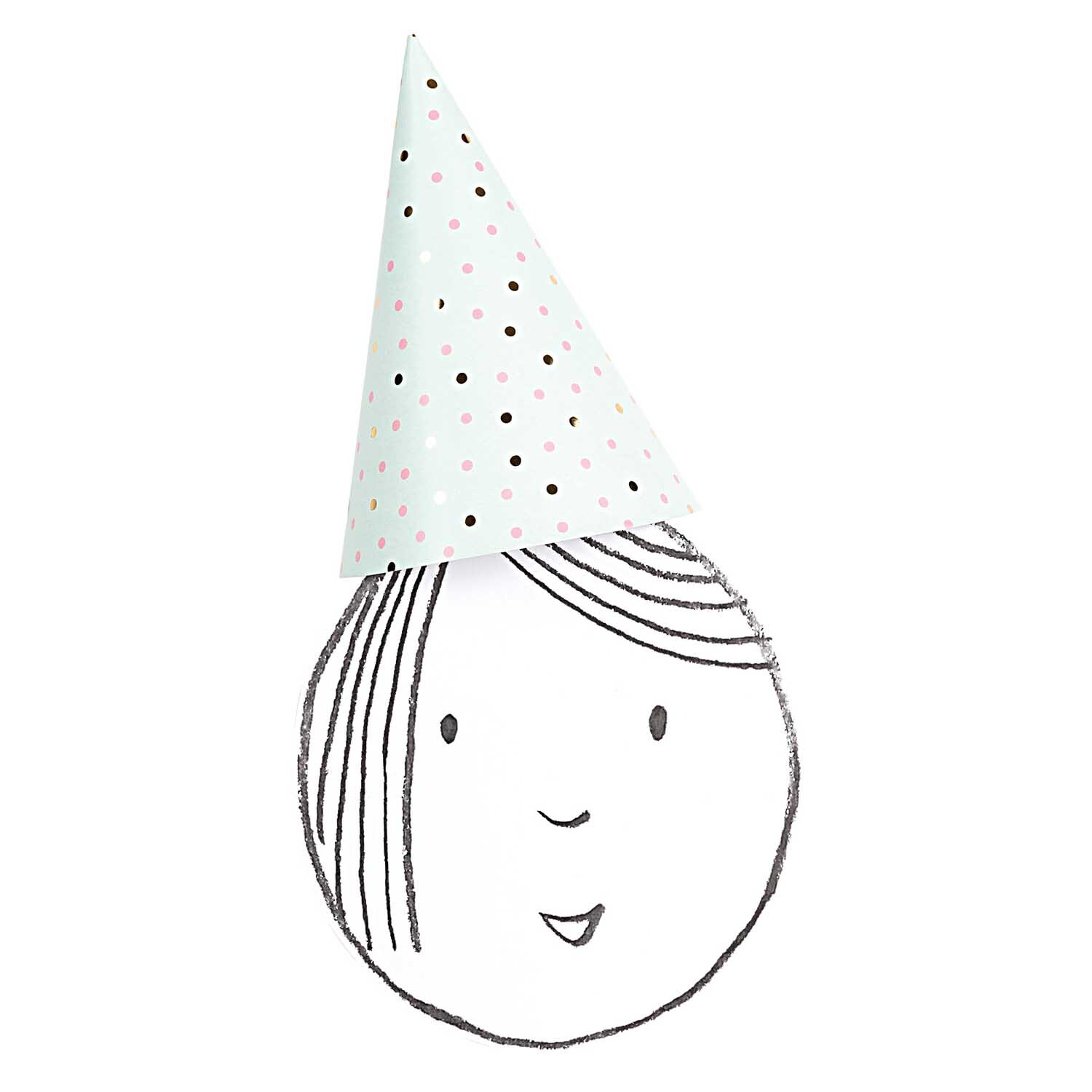Partyhüte Prinzessin 20cm 8 Stück von Rico Design Partyhüte Prinzessin 20cm 8 Stück von Rico Design: Ein bunter Partyhut auf einem gezeichneten Gesicht.