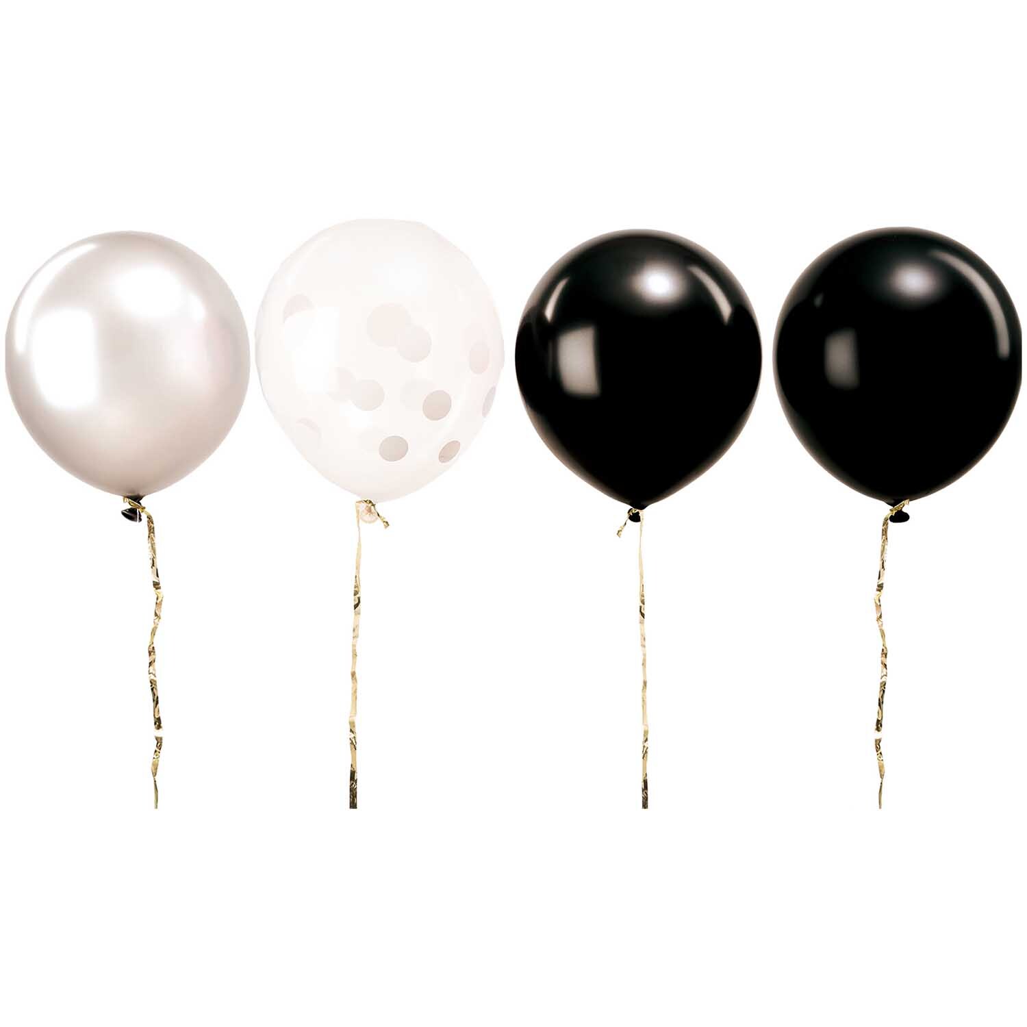 Luftballon Mix schwarz-weiß 30cm 12 Stück: Vier Ballons in Schwarz und Weiß von Rico Design.