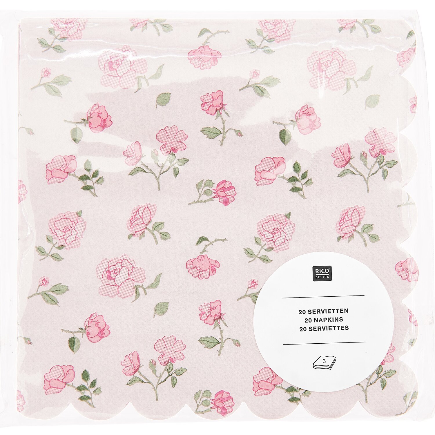 Serviettes Roses 32x31,5cm 20 pièces from Rico Design