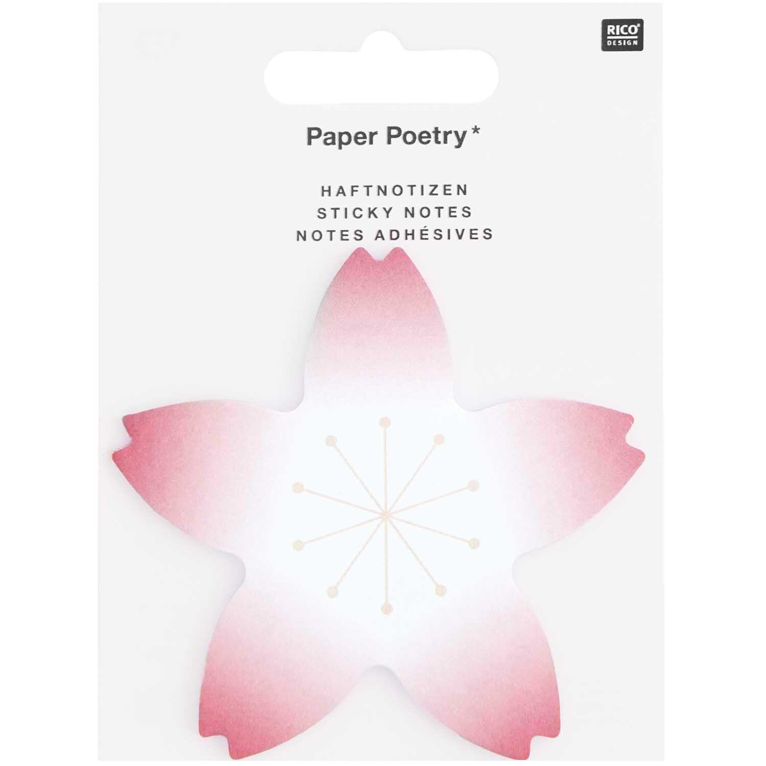 Paper Poetry Haftnotizen Kirschblüte pink-weiß 50 Blatt 80x76mm von Rico Design