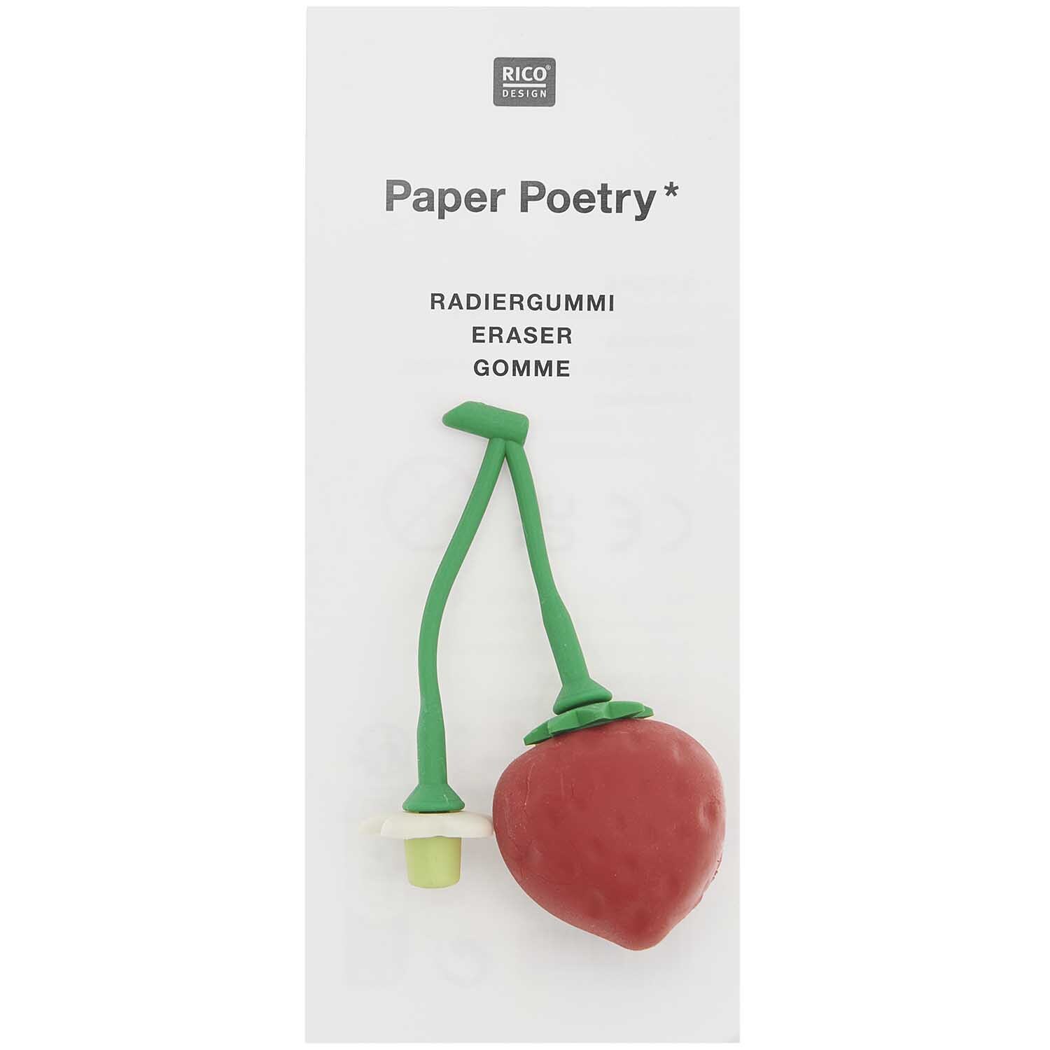 Paper Poetry 3D Radiergummi Erdbeere 35x60x25mm von Rico Design