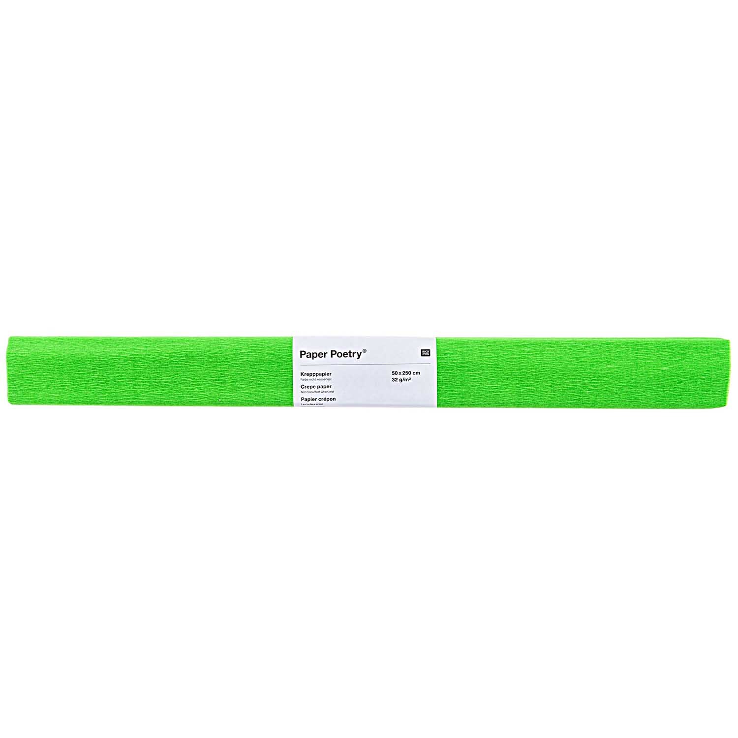 Krepp-Papier 50x250cm Farbe Grün von Rico Design Krepp-Papier 50x250cm in leuchtendem Grün von Rico Design, ideal für kreative Bastelprojekte.