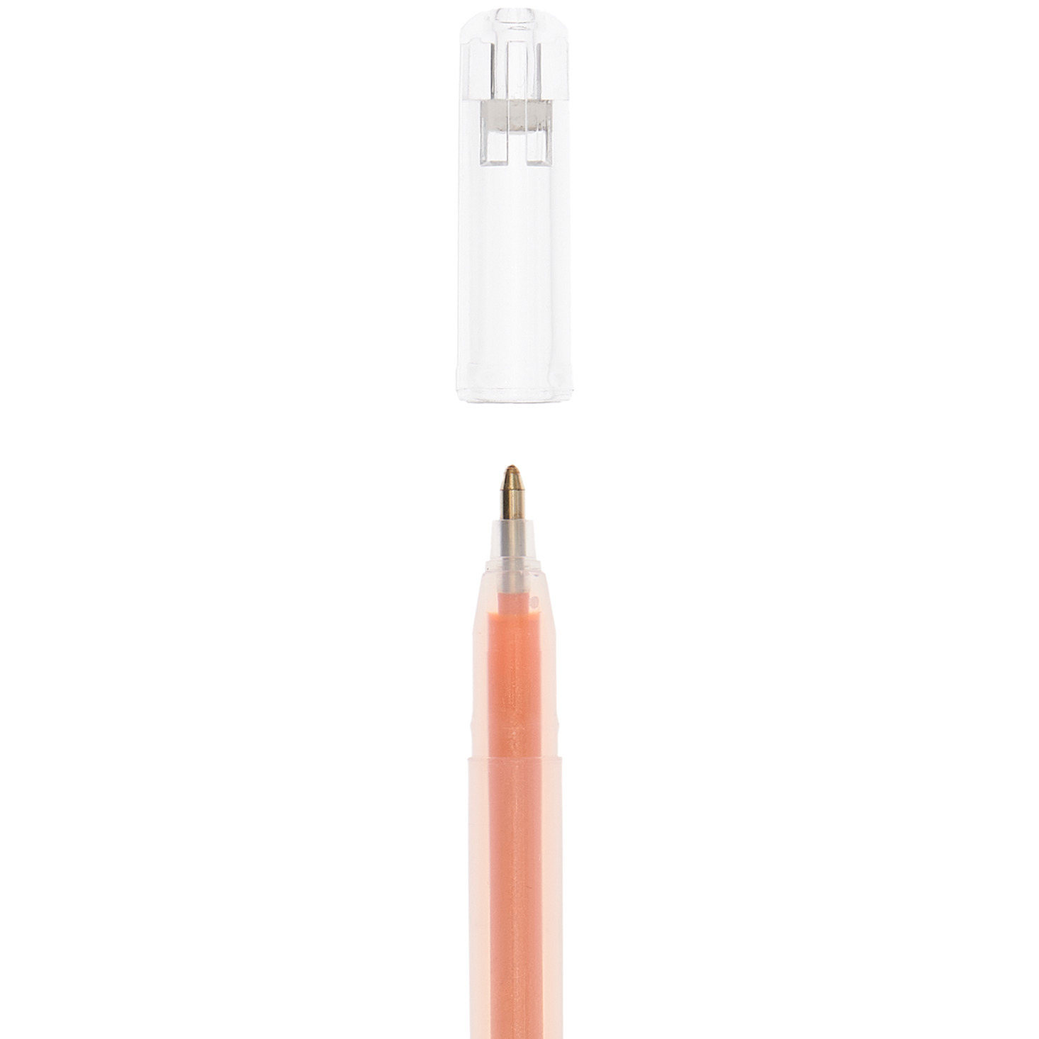 Gel pen Glitter 1mm colour Orange from Rico Design Gelstift Glitter 1mm in transparentem Gehäuse mit orangefarbener Mine, ideal für kreative Projekte.