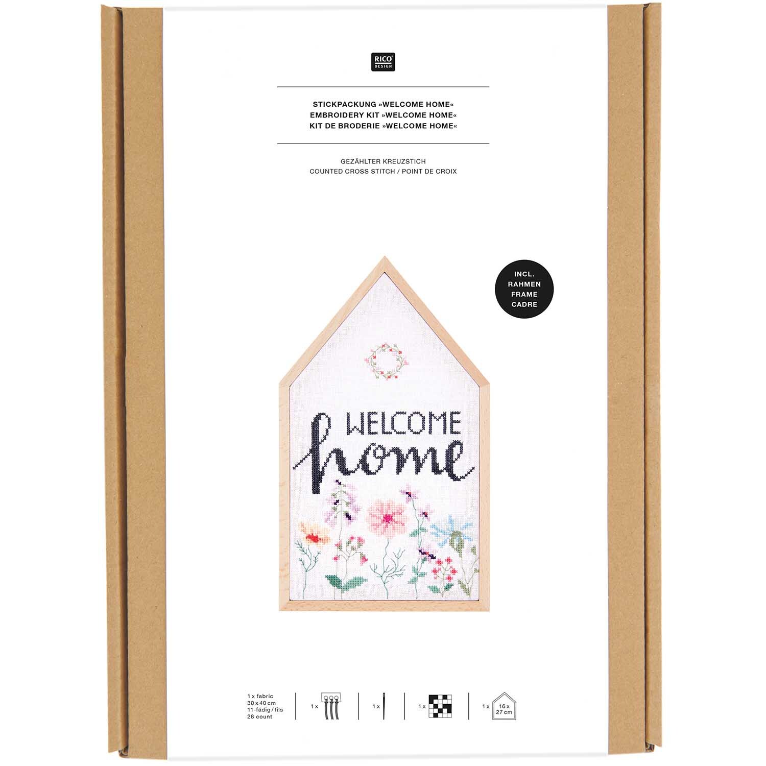 Pack de broderie Welcome Home grand format 16x27cm from Rico Design