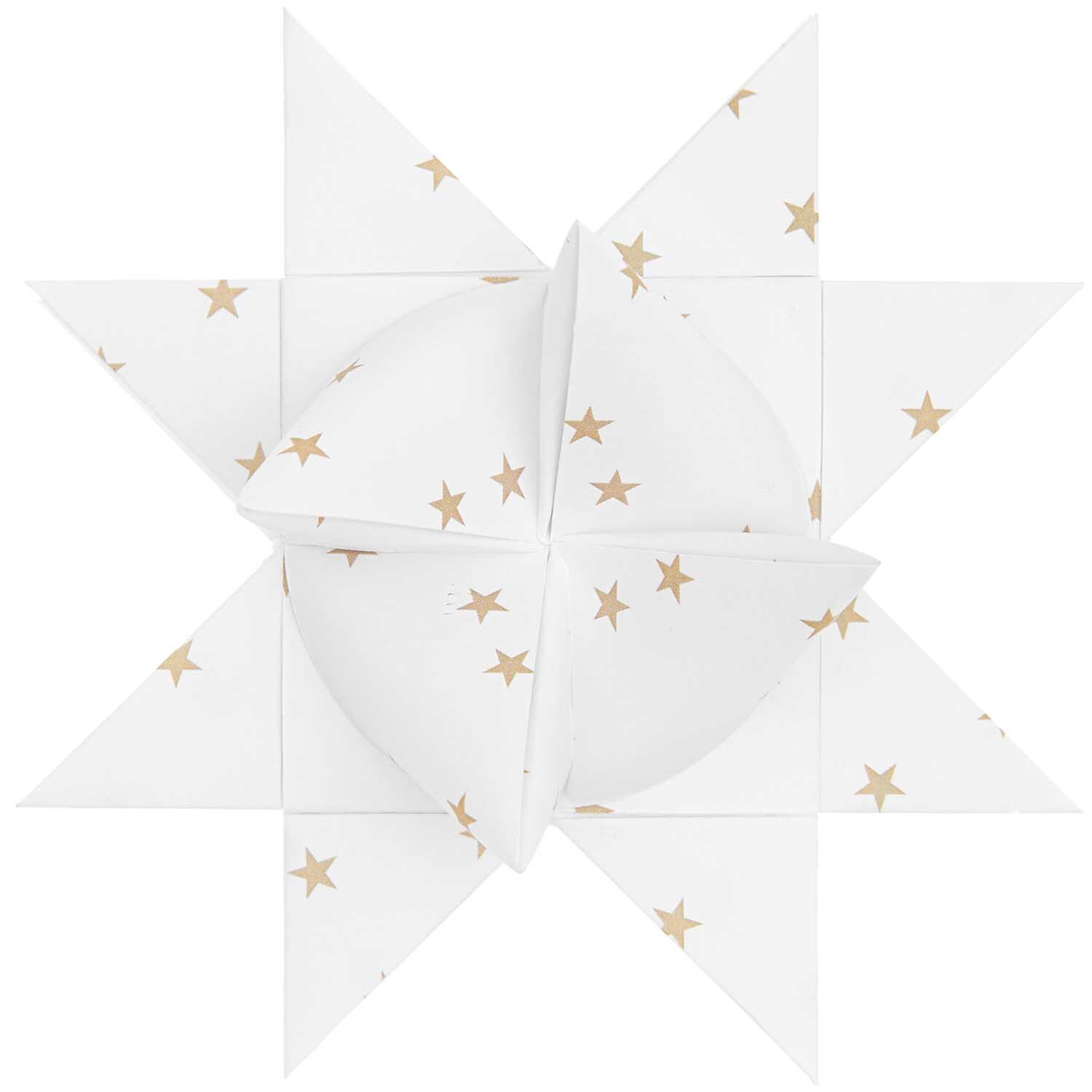 Paper Poetry Fröbelstreifen zeigt einen kunstvoll gefalteten Stern mit goldenen Sternmotiven. Ideal für kreative Bastelprojekte.