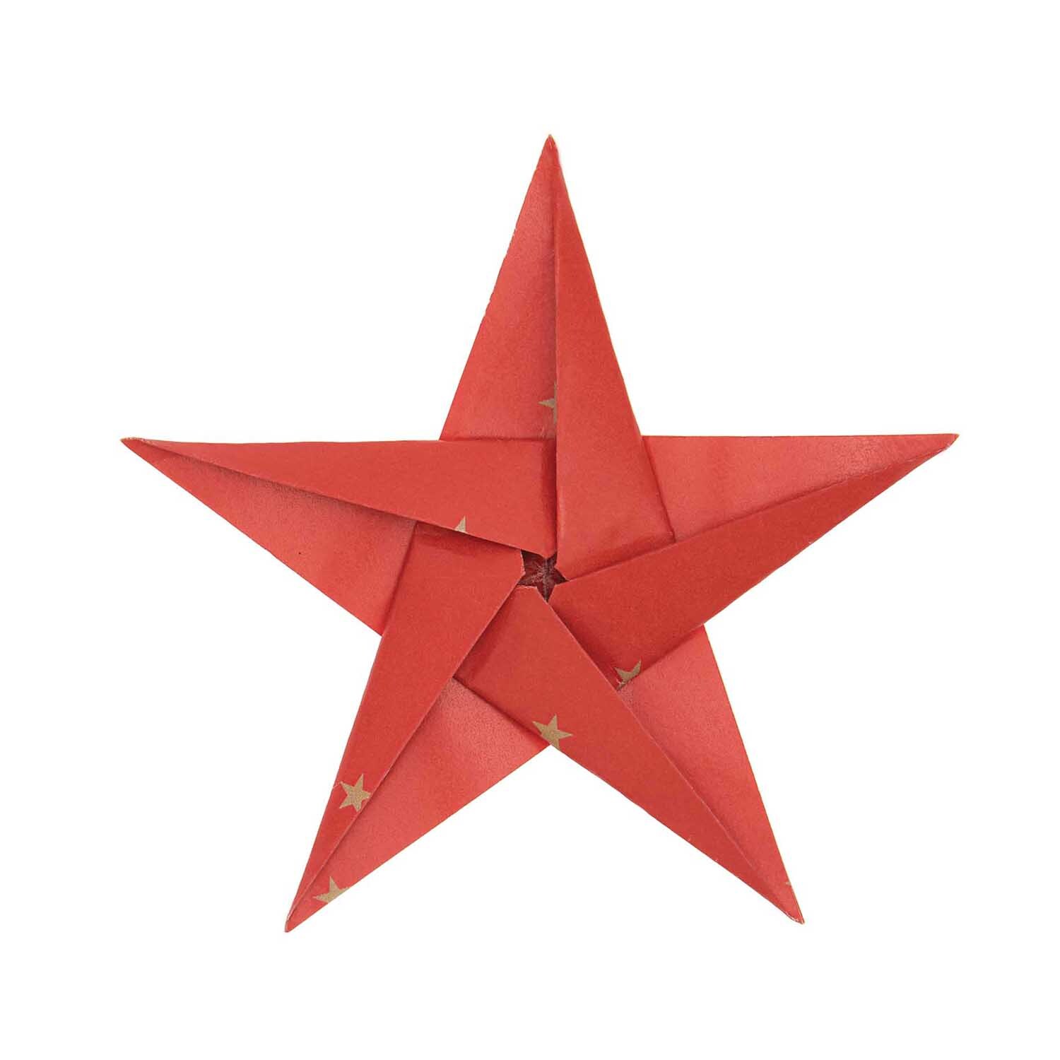 Paper Poetry Bascetta Origamipapiere zeigt einen roten Stern mit goldenen Akzenten, ideal für kreative Bastelprojekte.