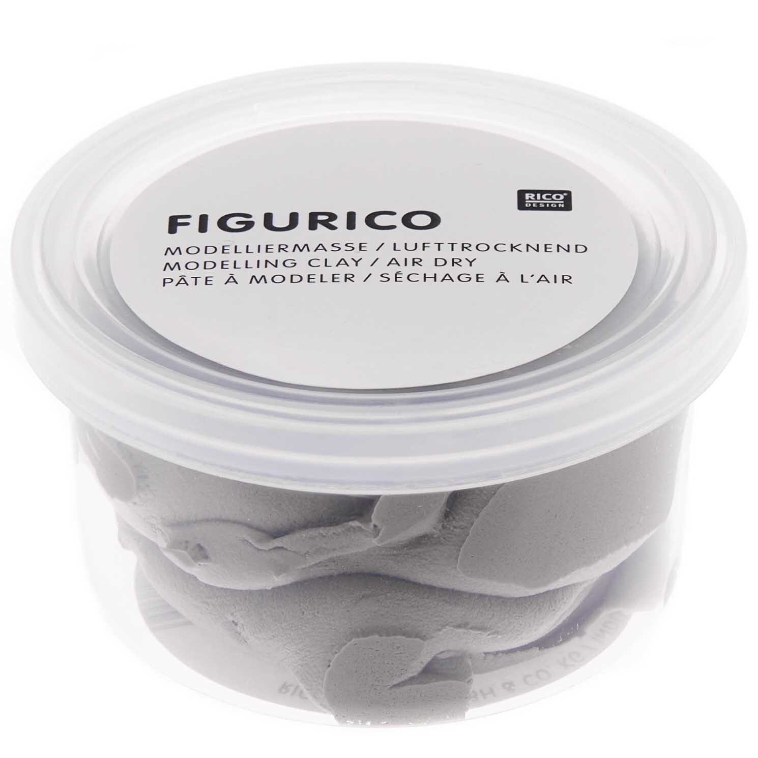 Figurico Modelliermasse 28g Farbe Grau von Rico Design Figurico Modelliermasse 28g in einem transparenten Behälter, lufttrocknend, von Rico Design.