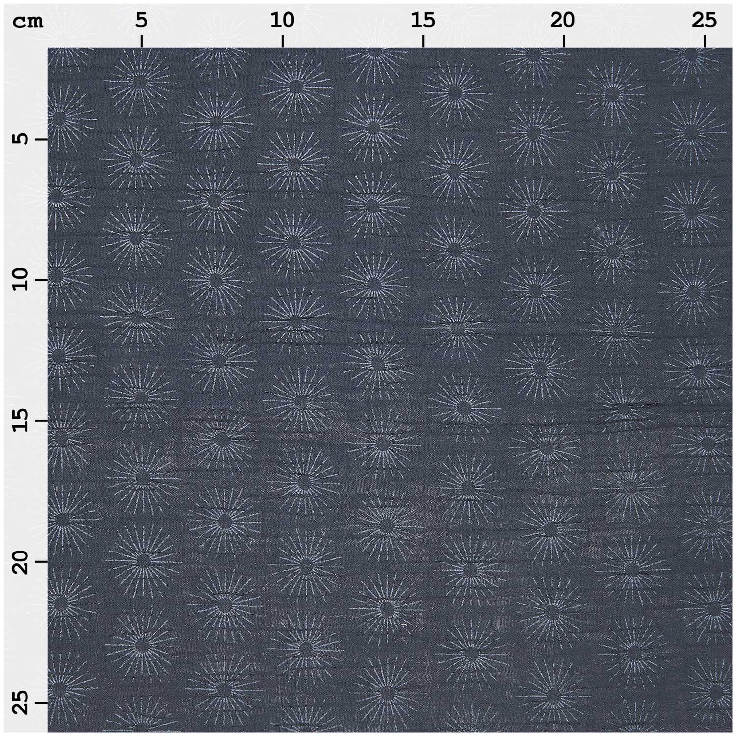 Meterware Krinkelmusselin Rosette blau Hot Foil von Rico Design