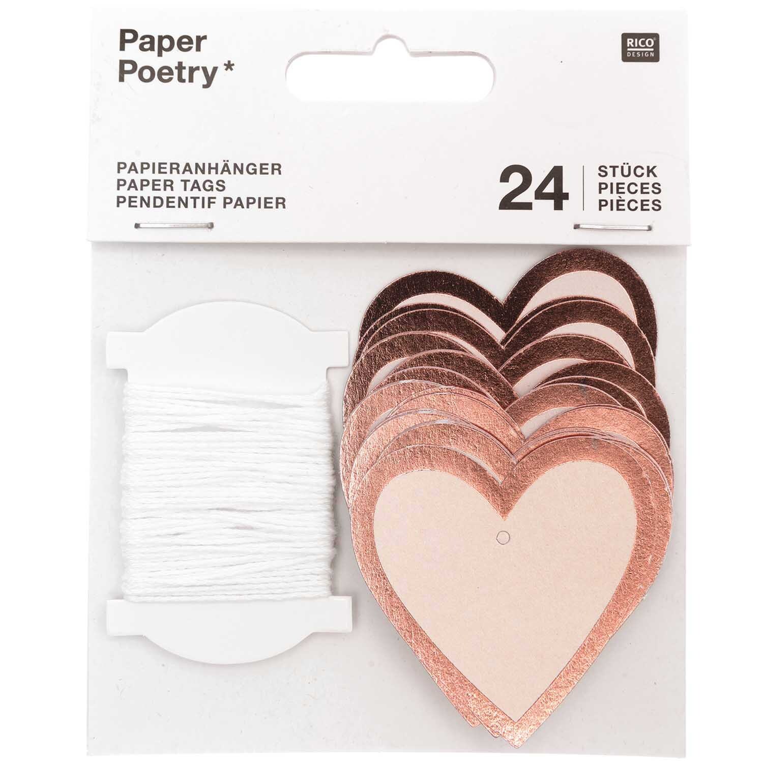 Paper Poetry Papieranhänger Herzen M 24 Stück Farbe Puder-Roségold von Rico Design Paper Poetry Papieranhänger Herzen M 24 Stück in Herzform mit Puder-Roségold-Finish, ideal zum Dekorieren und Basteln.