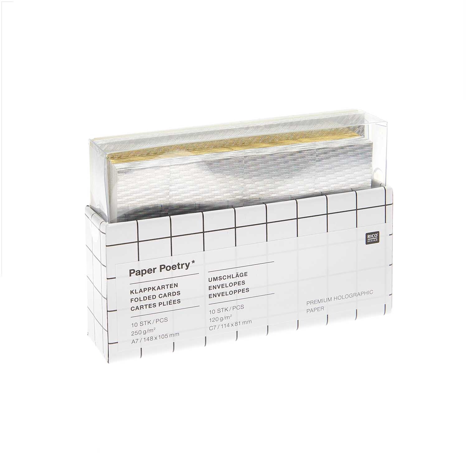 Paper Poetry Kartenset gold/silber A7/C7 20-teilig von Rico Design