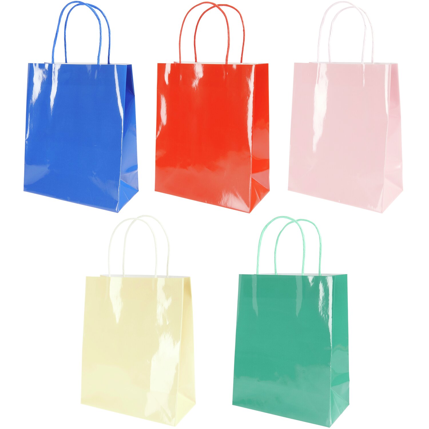 Papiertüten Set Magic Rainbow L: Fünf bunte Tüten von Rico Design in verschiedenen Farben, ideal für Geschenke.