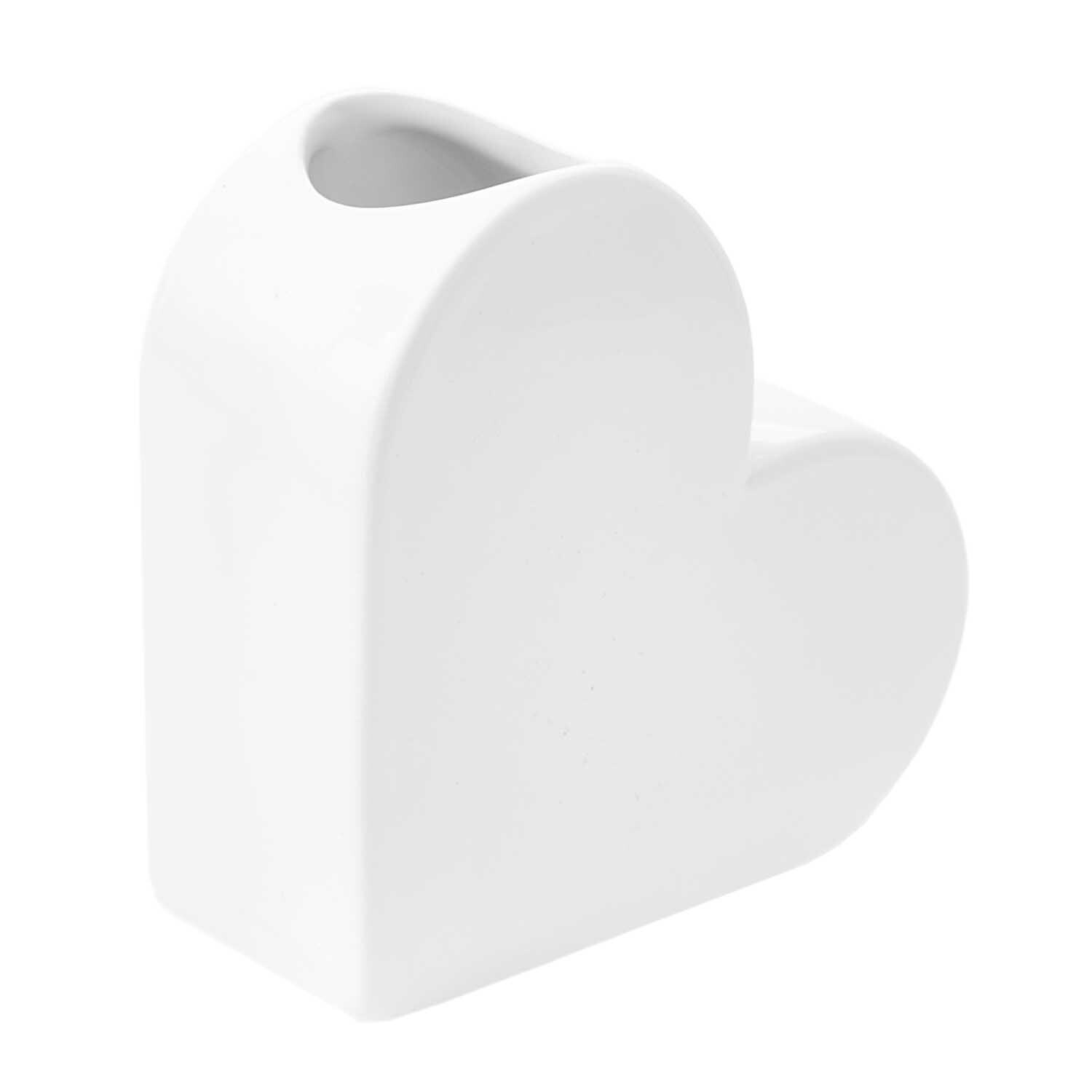 Keramik Vase Herz groß 16x6x16cm Farbe Weiß von Rico Design