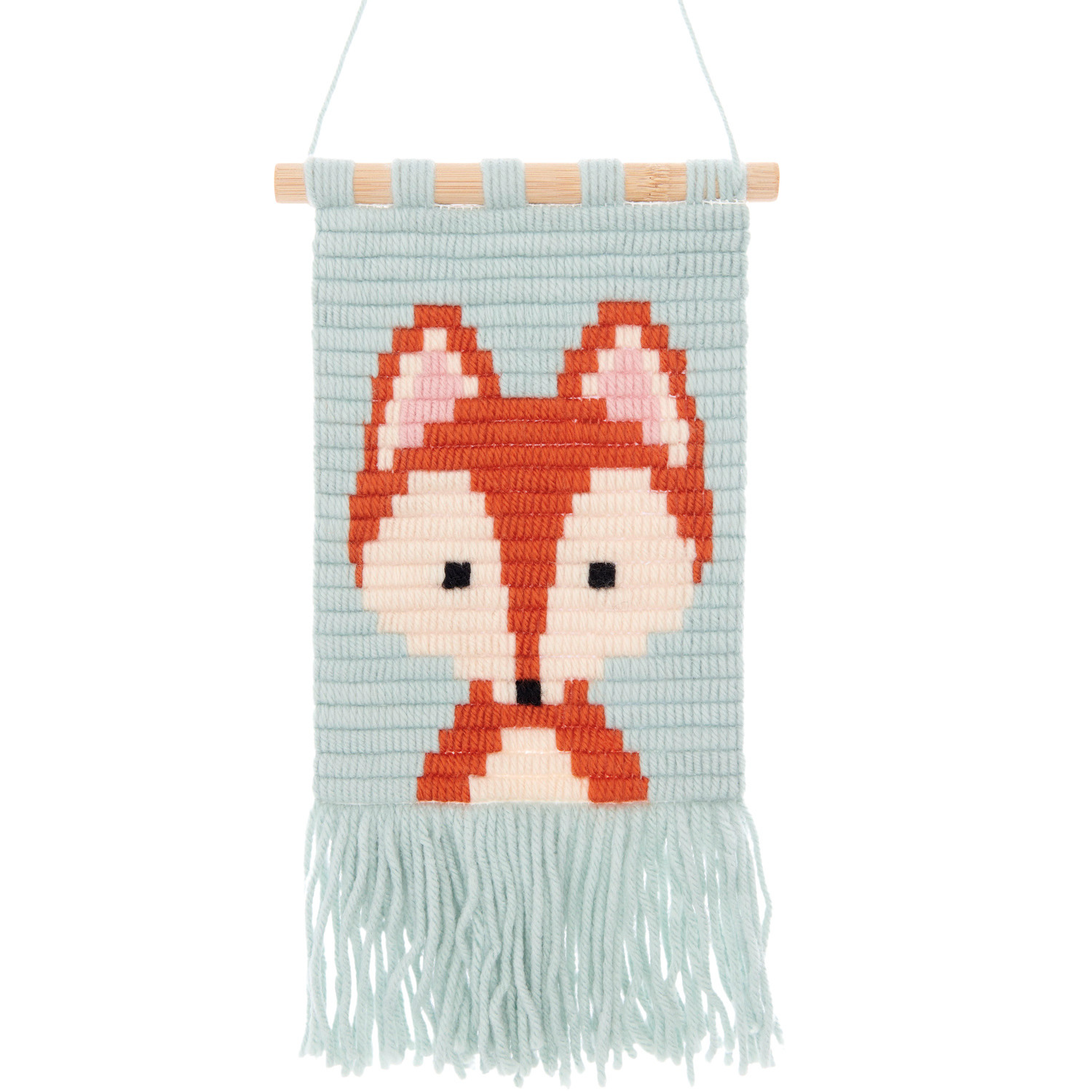 Longstitch Stickpackung Fuchs, Rico Design: Wandbehang mit Fuchs-Motiv in Pastellfarben, 18x30cm.