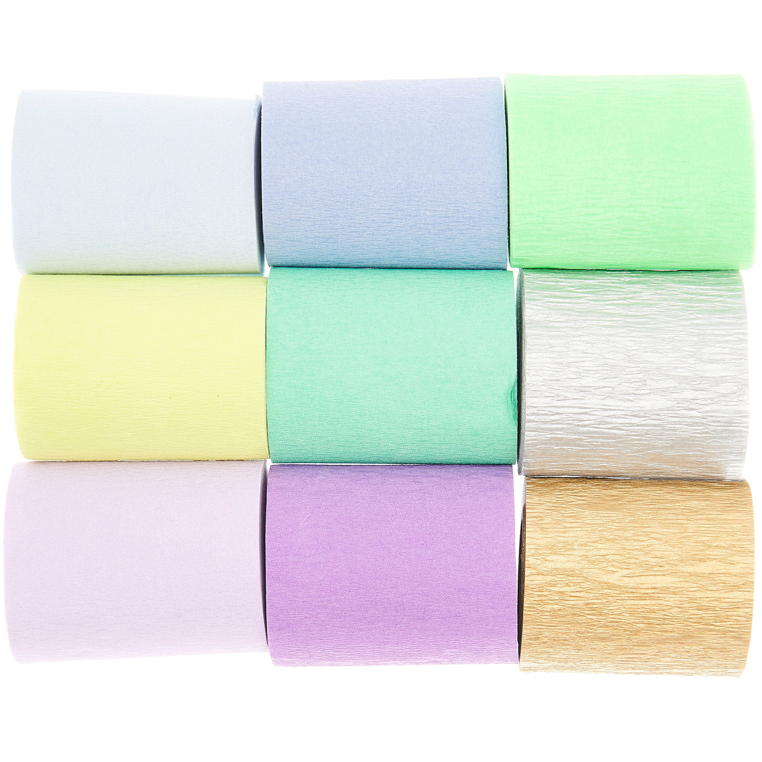 Kreppbänder extra breit Ozean Mix von Rico Design in verschiedenen Farben, 5,5cm x 10m, 9 Stück.