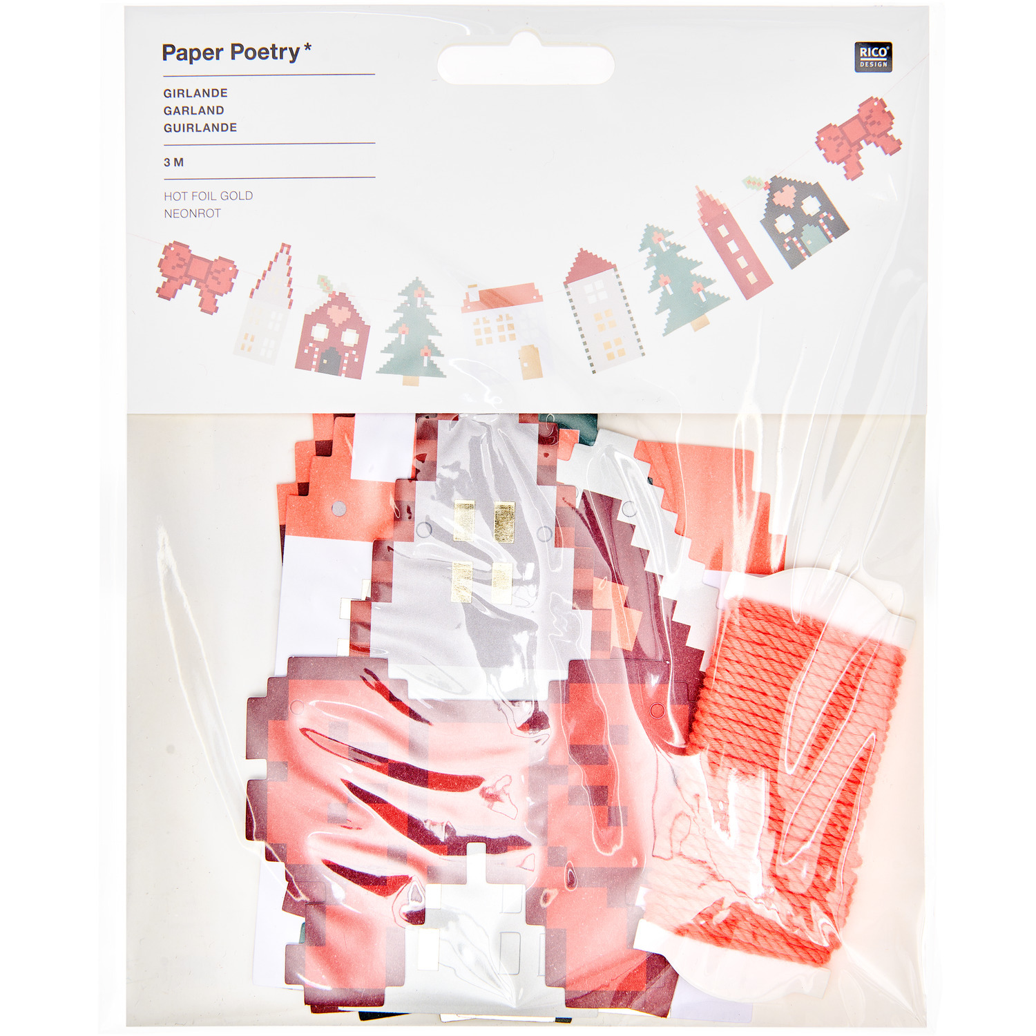 Paper Poetry Genähte Girlande Häuser 3m von Rico Design