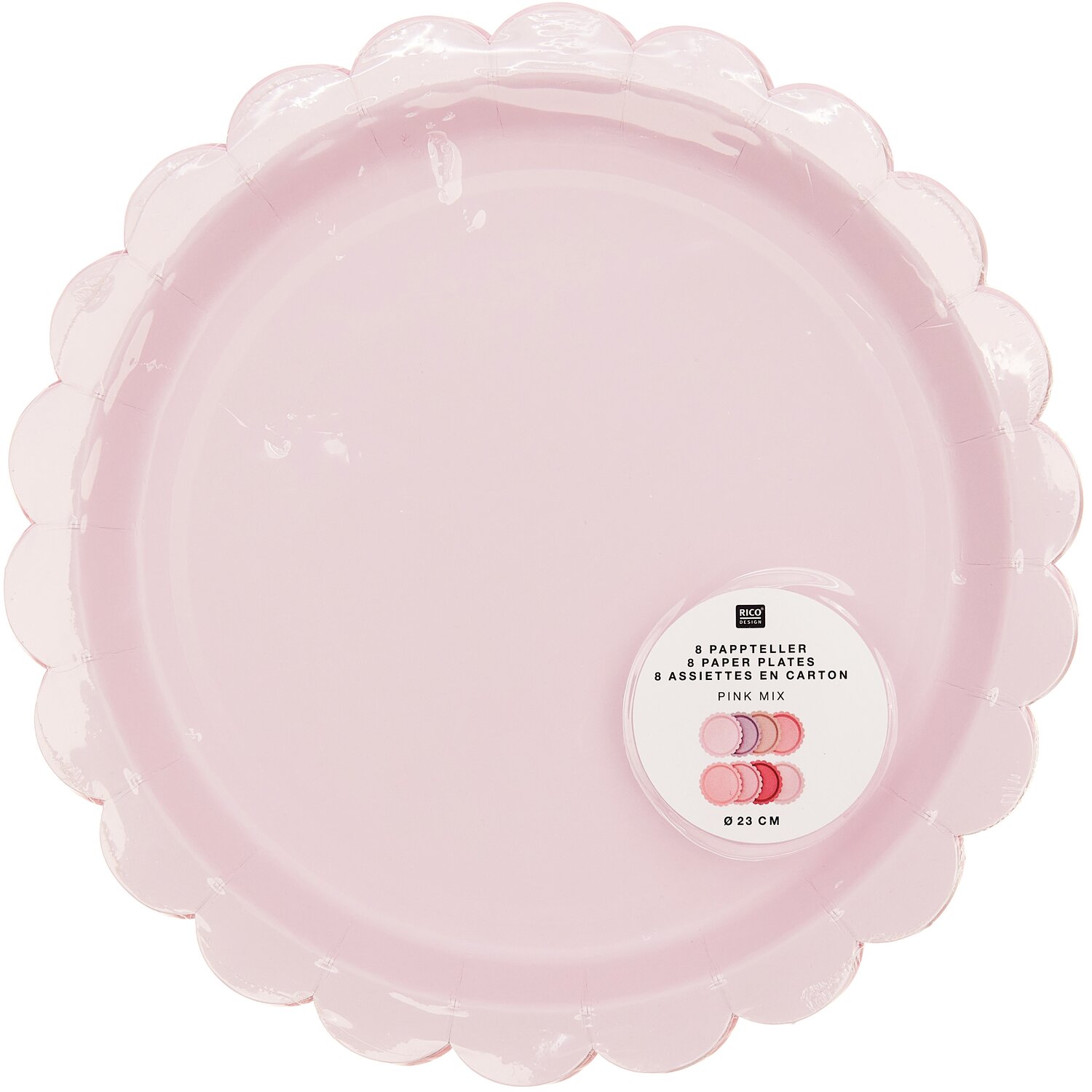 Pappteller Mix Rosa Ø23cm 8 Stück von Rico Design