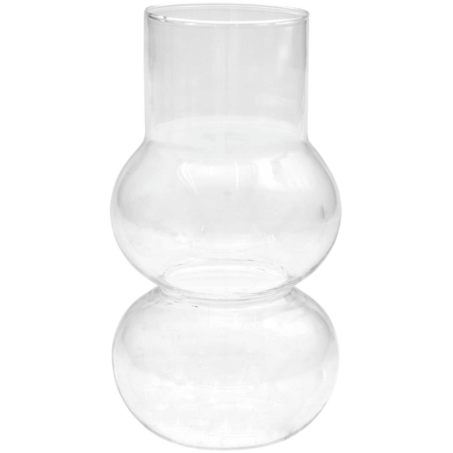 Glasvase gewölbt von Rico Design, transparent, mit elegantem, doppeltem Bauchdesign, 8x15cm.