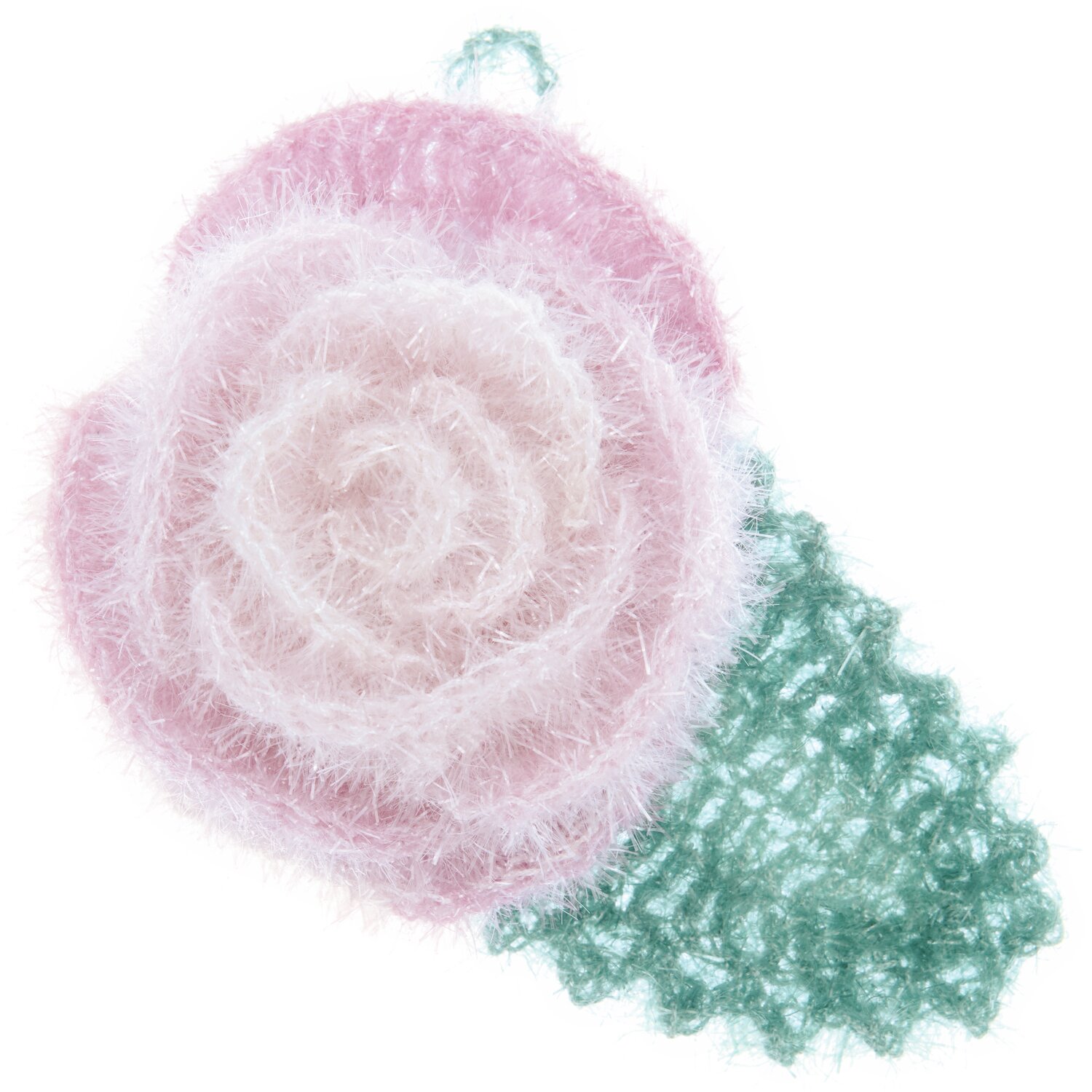 Creative Bubble Dégradé 50g 90m Farbe Rosa von Rico Design Creative Bubble Dégradé: Weiches, rosa Strickgarn in Blumenform mit grünen Blättern von Rico Design.