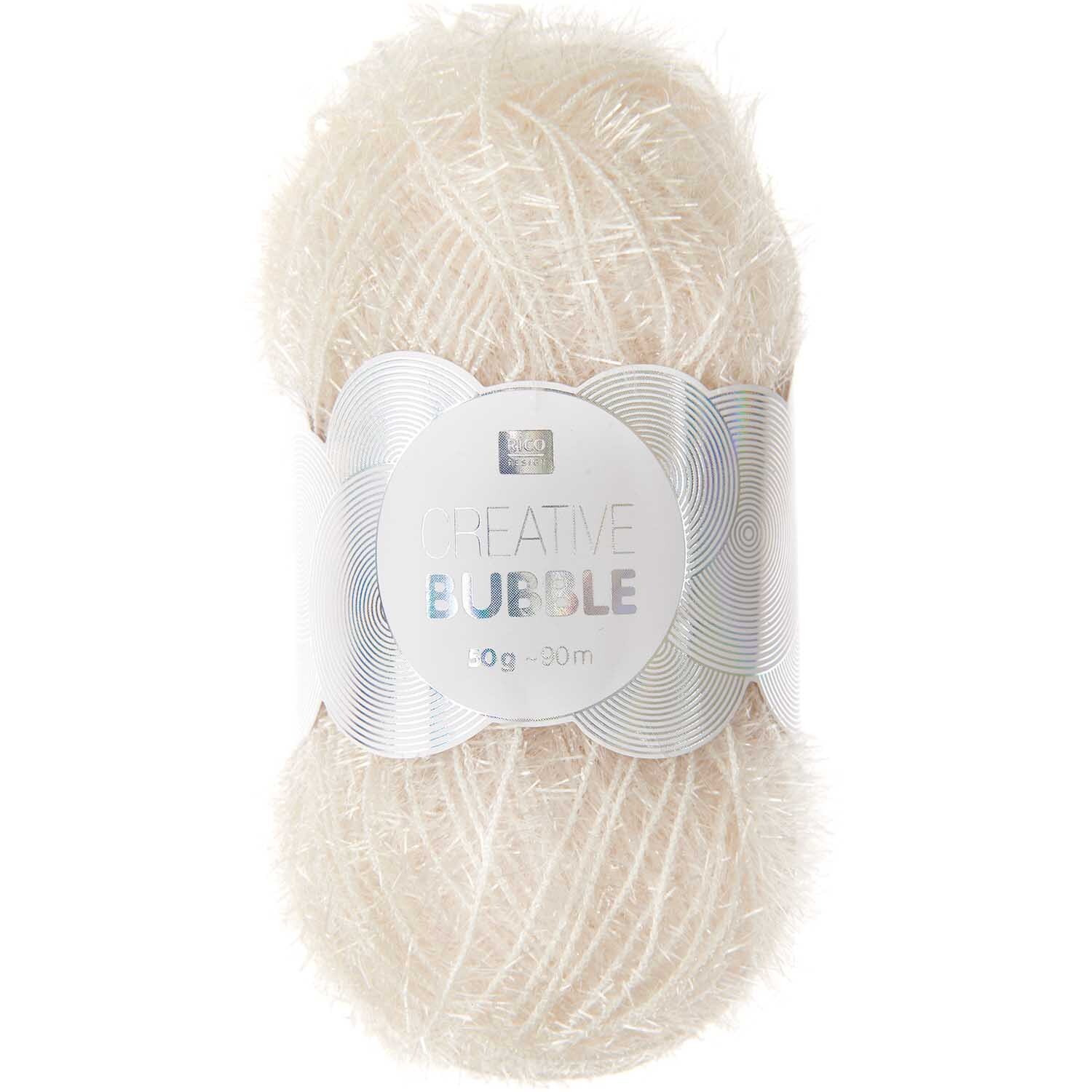 Creative Bubble Garn in Creme von Rico Design, 50g, 90m, ideal für kreative Strickprojekte.
