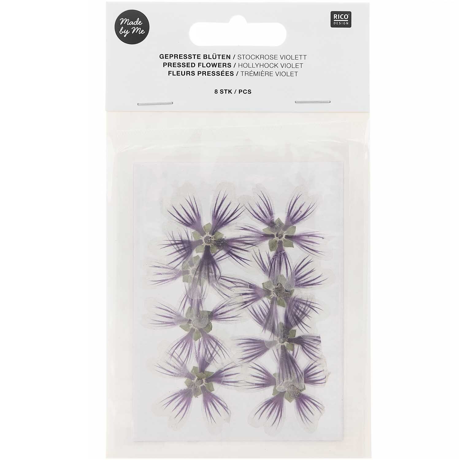 Gepresste Blüten Stockrose violett 8 Stück von Rico Design