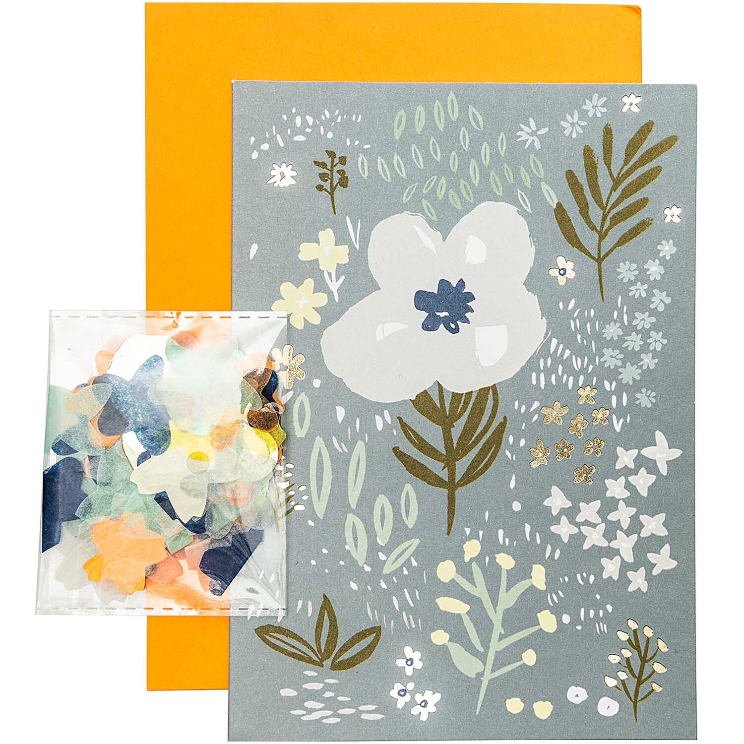 Paper Poetry Grußkartenset Crafted Nature mit floralen Motiven und Konfetti, ideal für kreative Grüße.