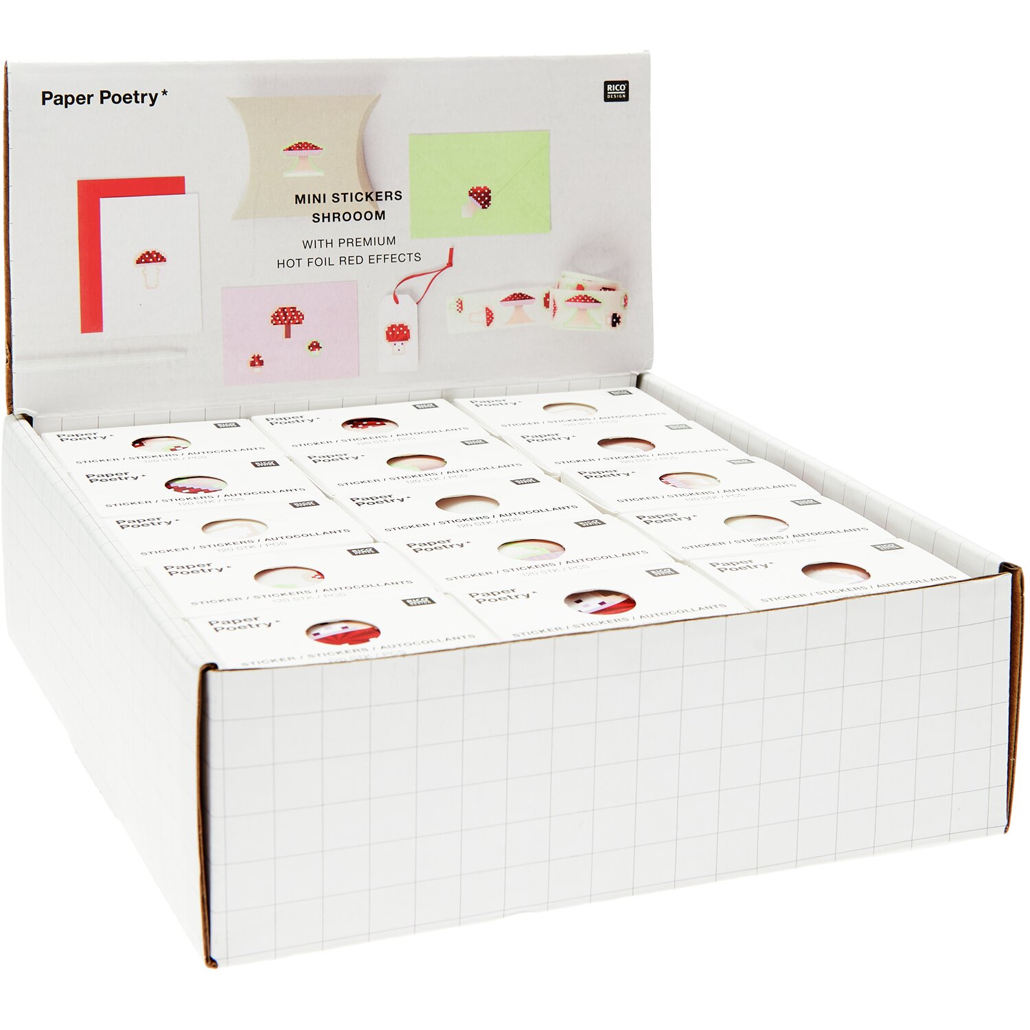 Paper Poetry Mini Sticker Shrooom Pixel auf der Rolle Ø2,5cm 120 Stück von Rico Design