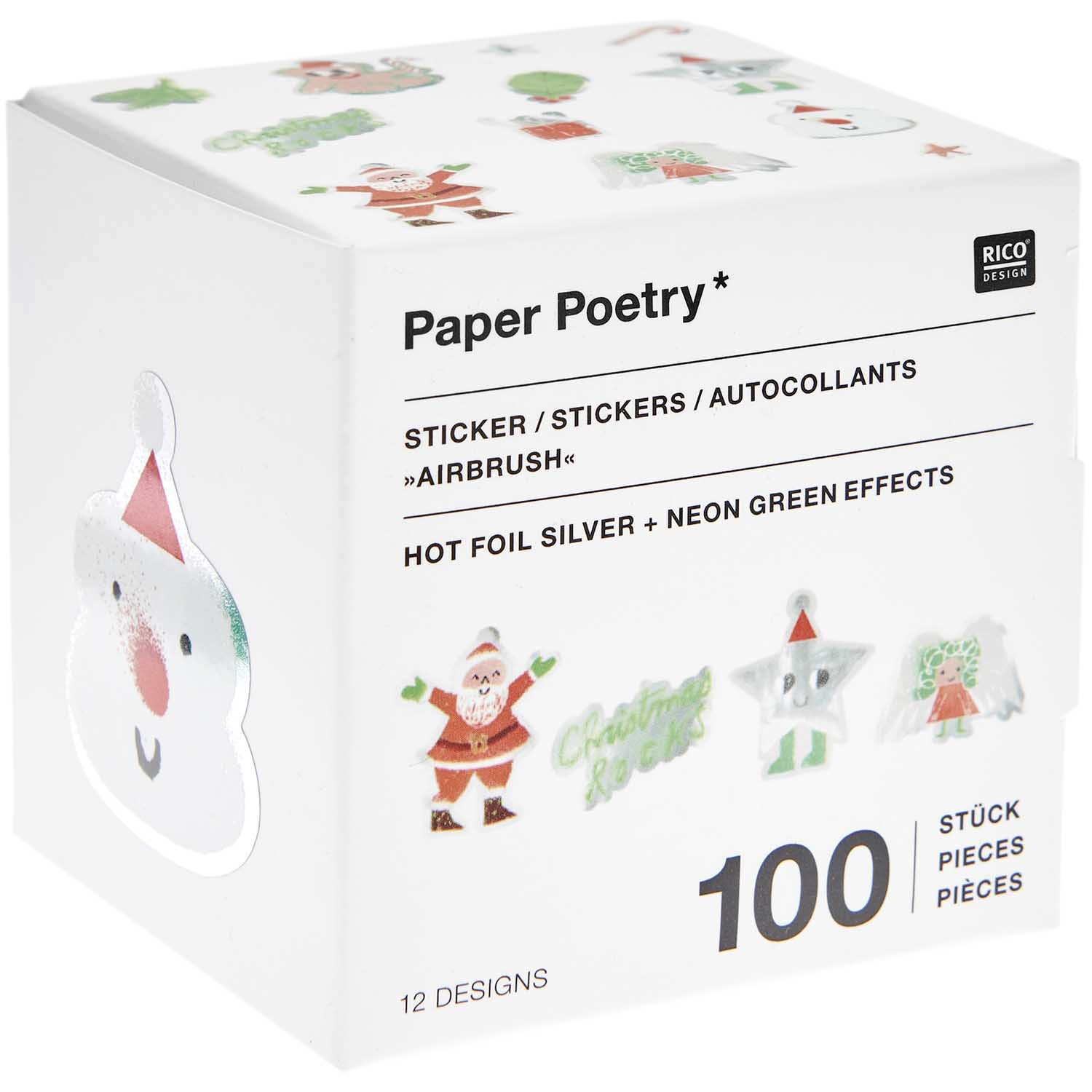 Paper Poetry Sticker Christmas Rocks! Airbrush Ø 5cm 100 Stück auf der Rolle von Rico Design