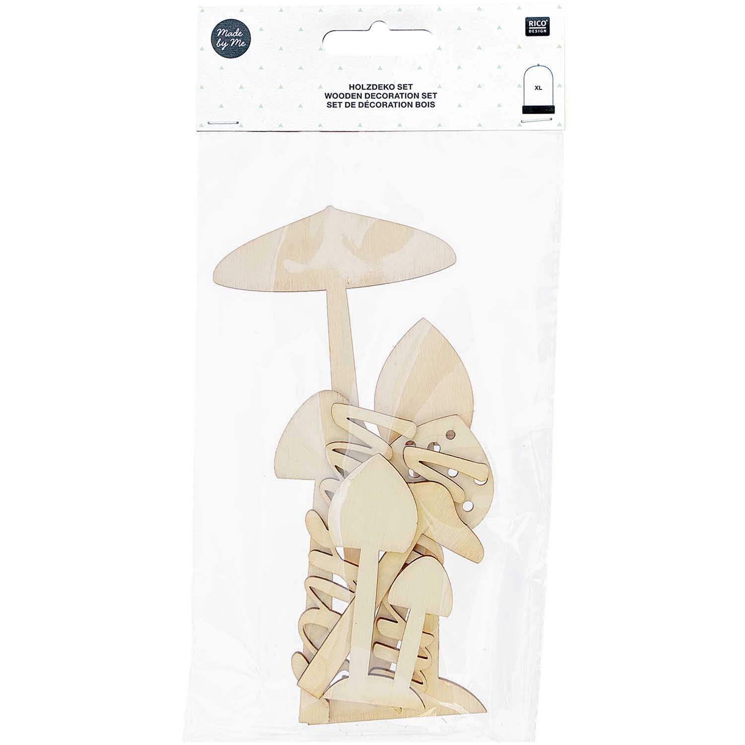 Holzdeko-Set Pilze für XL-Dekohaube 6-teilig von Rico Design