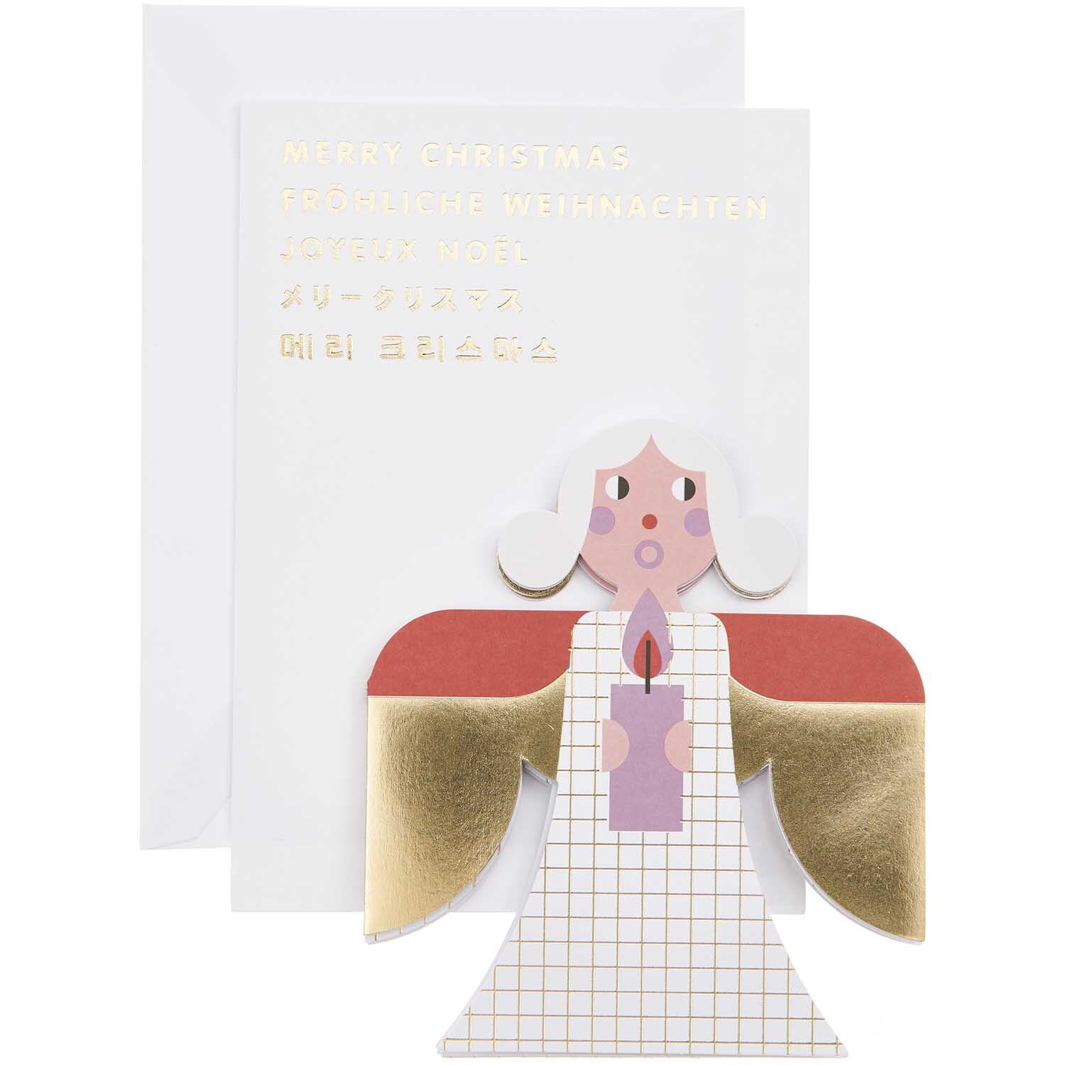 Paper Poetry Zickzack-Karte Engel rot-weiß 68x13cm von Rico Design Paper Poetry Zickzack-Karte Engel zeigt einen Engel mit rotem und weißem Design, der eine Kerze hält.