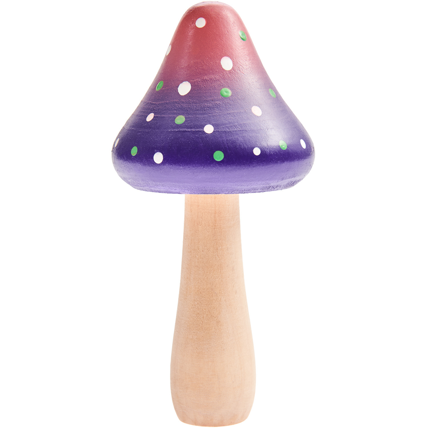Fliegenpilz aus Holz Lila Metallic groß von Rico Design, dekorativer Pilz mit bunten Punkten, ideal für kreative Dekorationen.