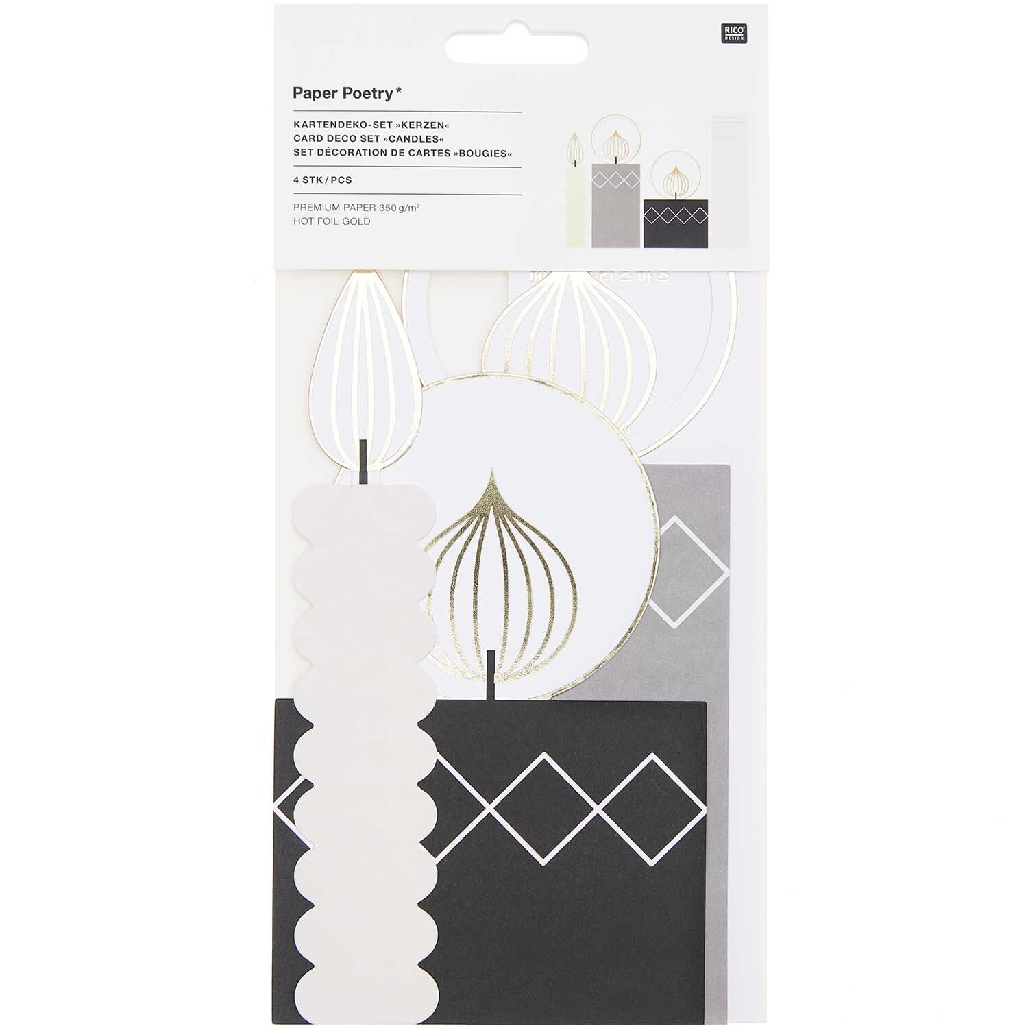 Paper Poetry Postkartendeko-Set Kerzen 4 Stück von Rico Design