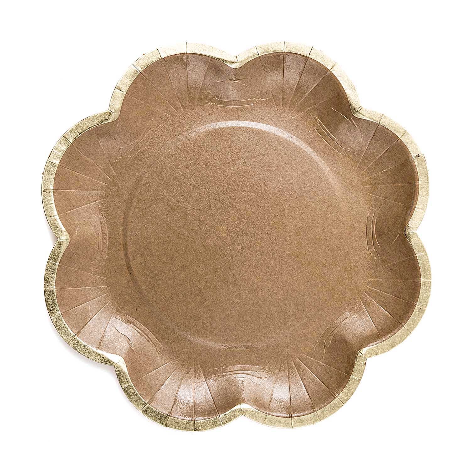 Pappteller Blume Kraftpapier 21cm 12 Stück, braun, von Rico Design. Ideal für umweltfreundliche Partys.